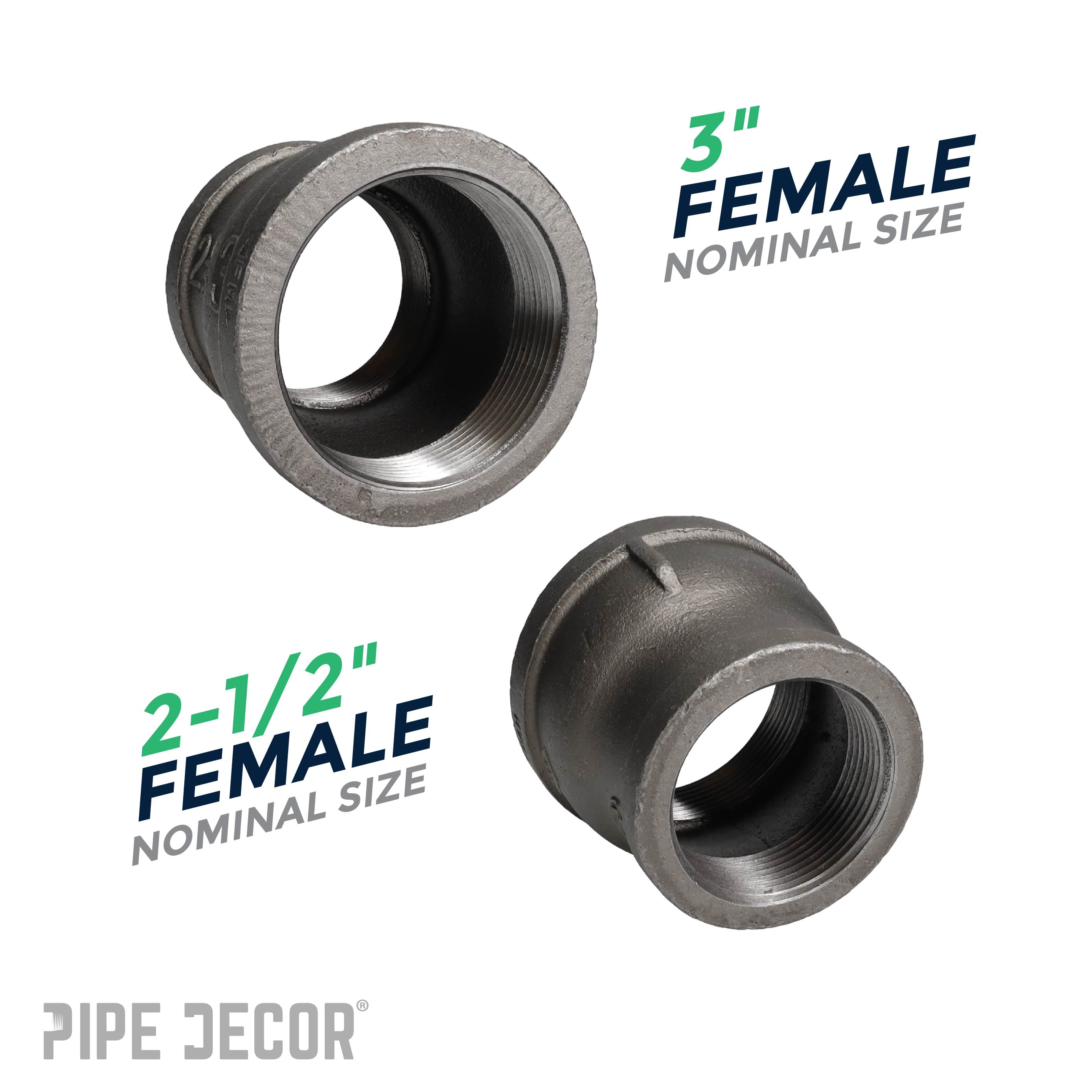 3 in. x 2 1/2 in. Black Reducing Coupling