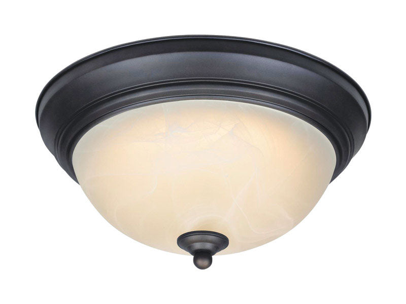 6400600 11-Inch Dimmable Led Indoor Flush Mount Ceiling Fixture, Oil Rubbed Bronze Finish With White Alabaster Glass