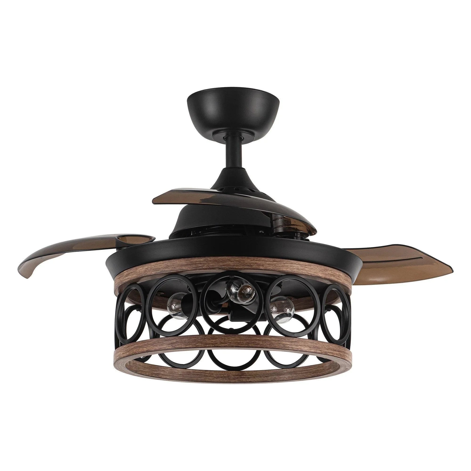 36" Mirelle Farmhouse Downrod Mount Ceiling Fan with Lighting and Remote Control