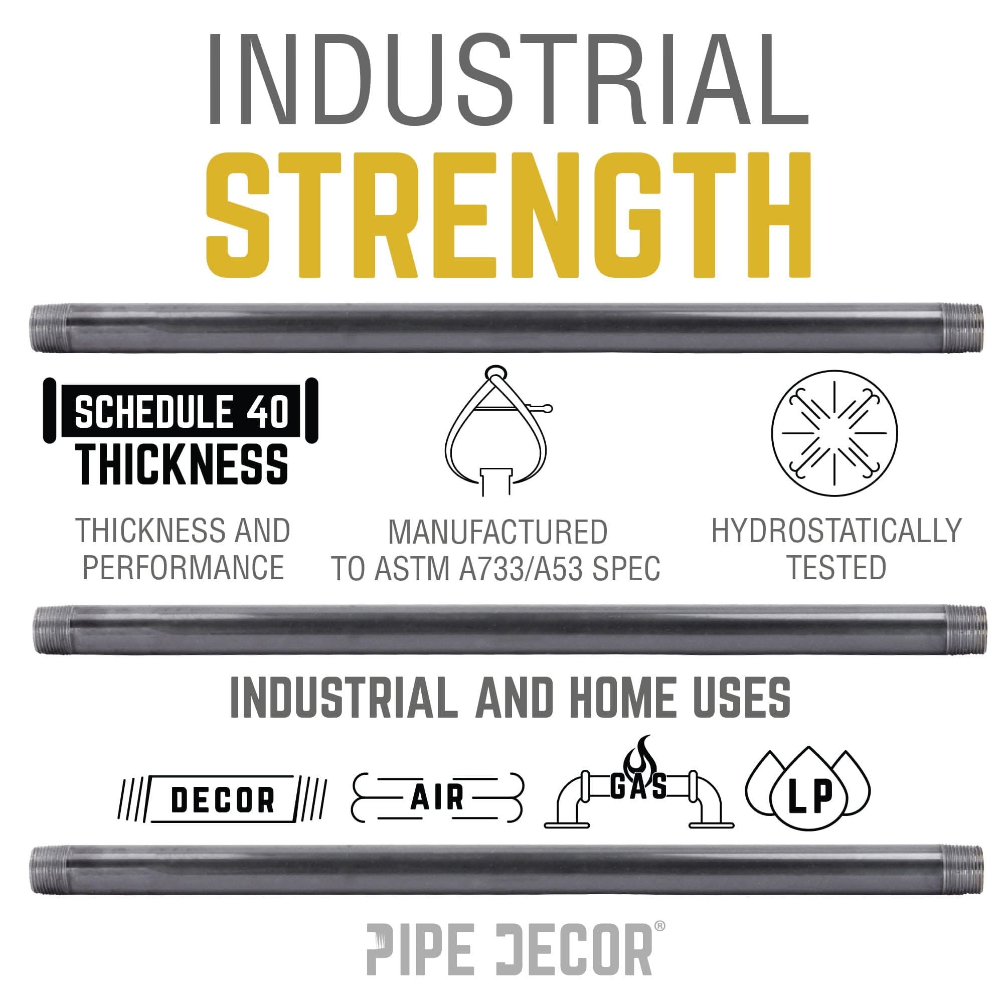 1 in. x 8 in. Black Pipe