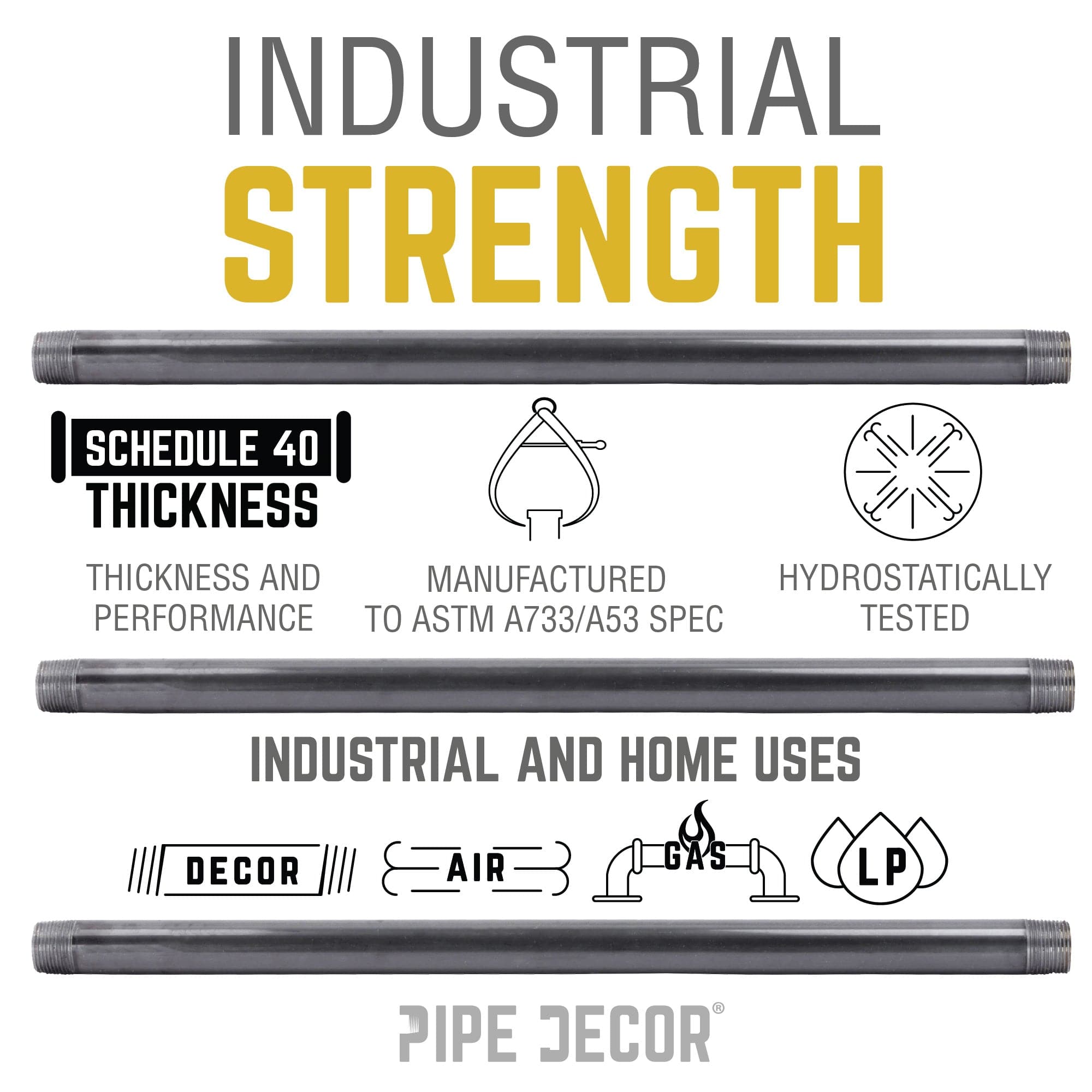 1/2 in. x 6 in. Black Pipe