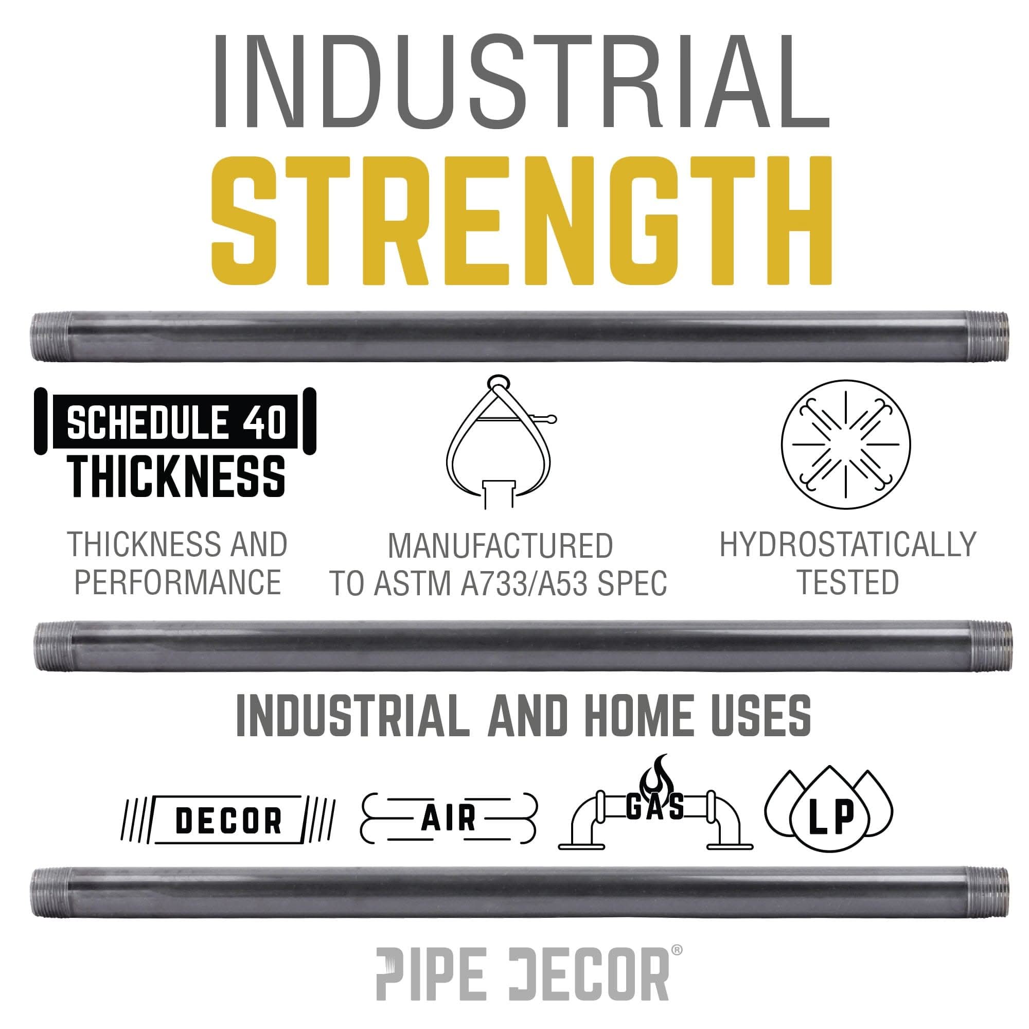 3/4 in. x 12 in. Black Pipe