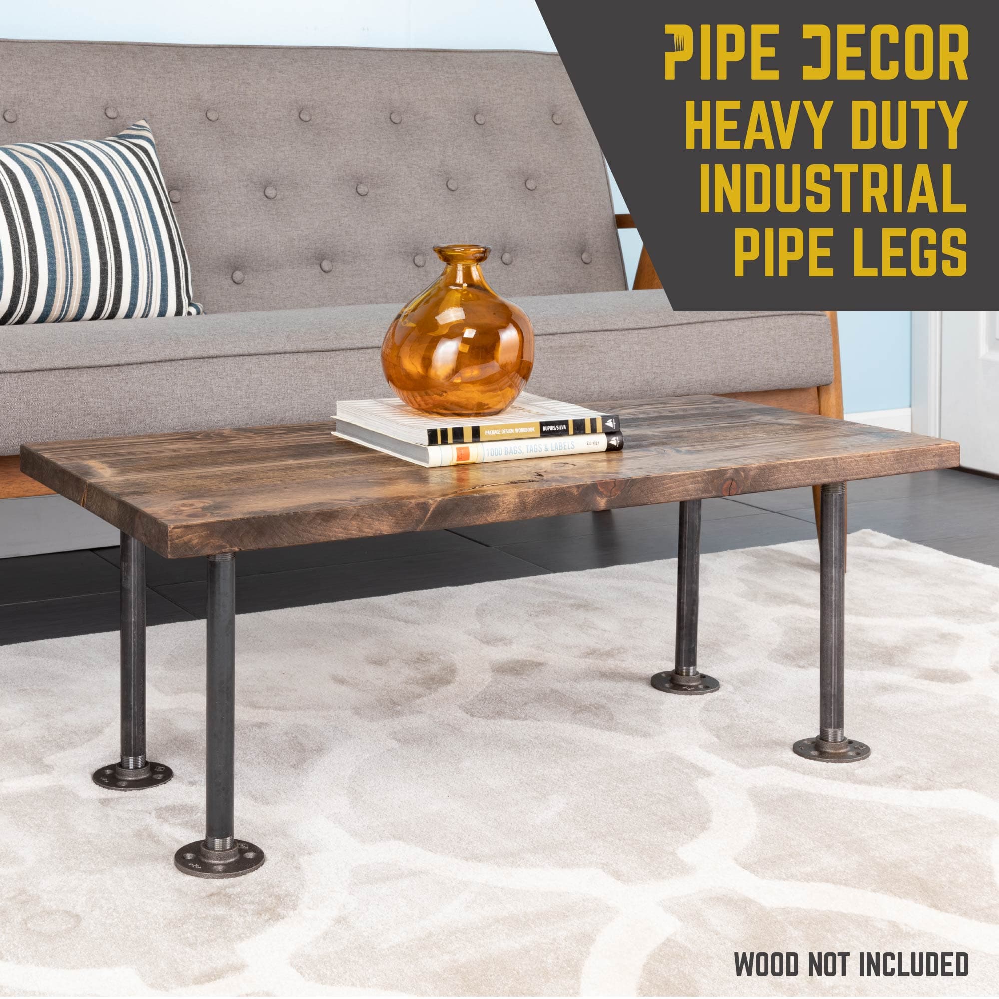 ¾ in. x 12 in. Round Flange Pipe Table Legs - 4 Pack