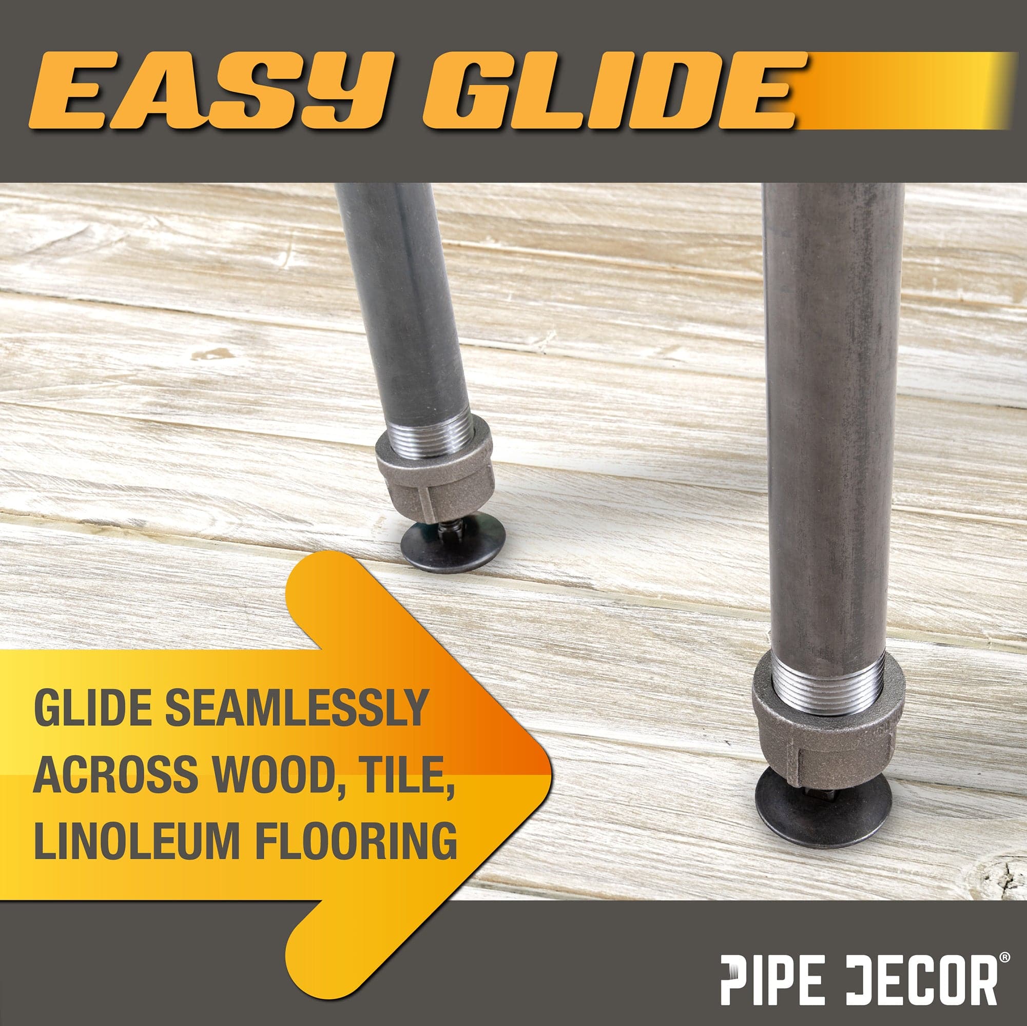 Furniture Leg Levelers for 1” Pipe Legs (4 Pack)