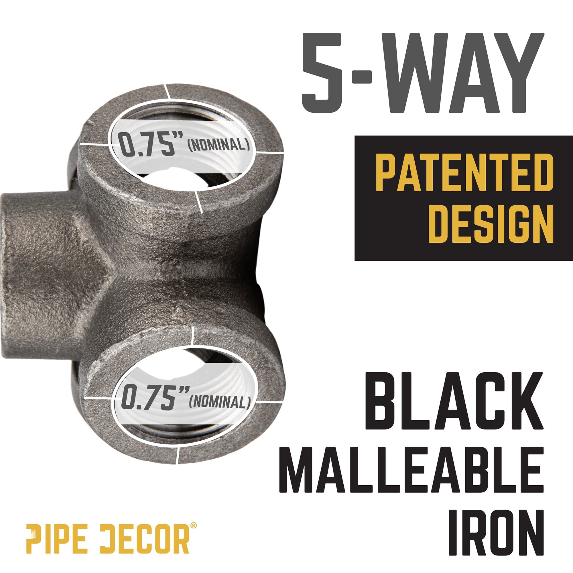 3/4 in. Black 5-Way Fitting