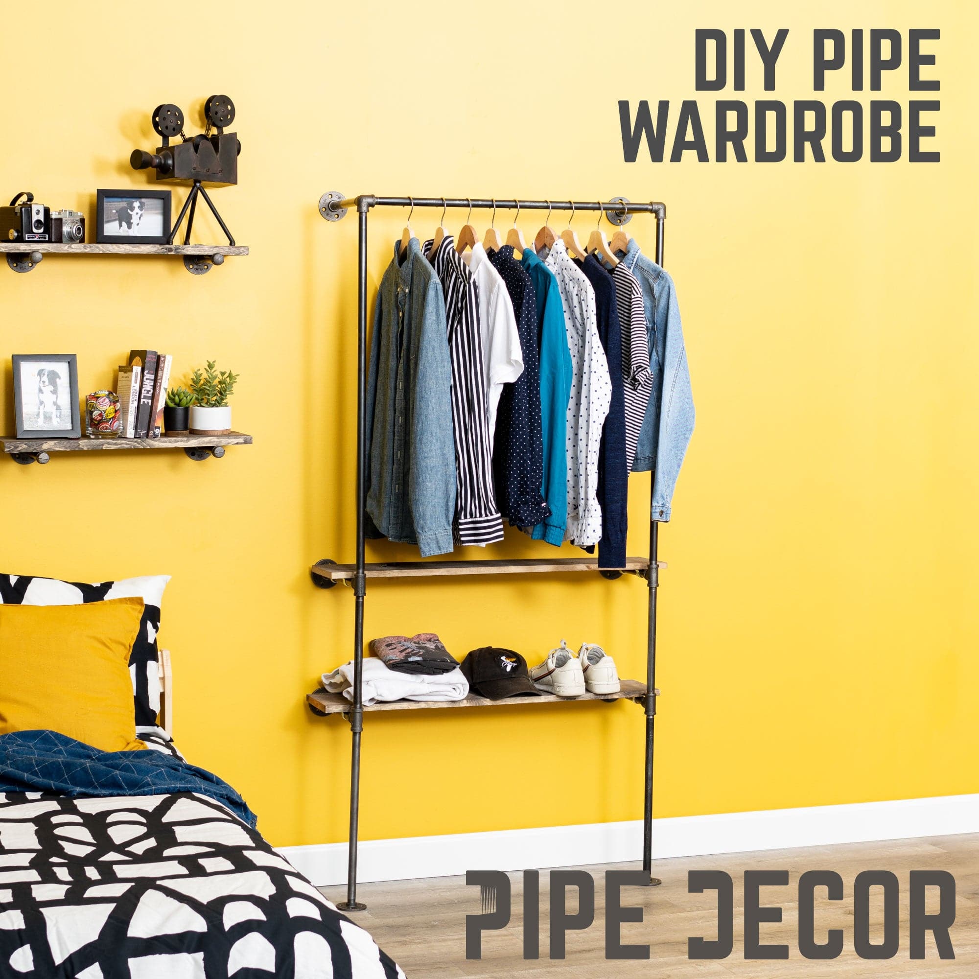 2 Shelf-Wall Mounted Clothing Rack