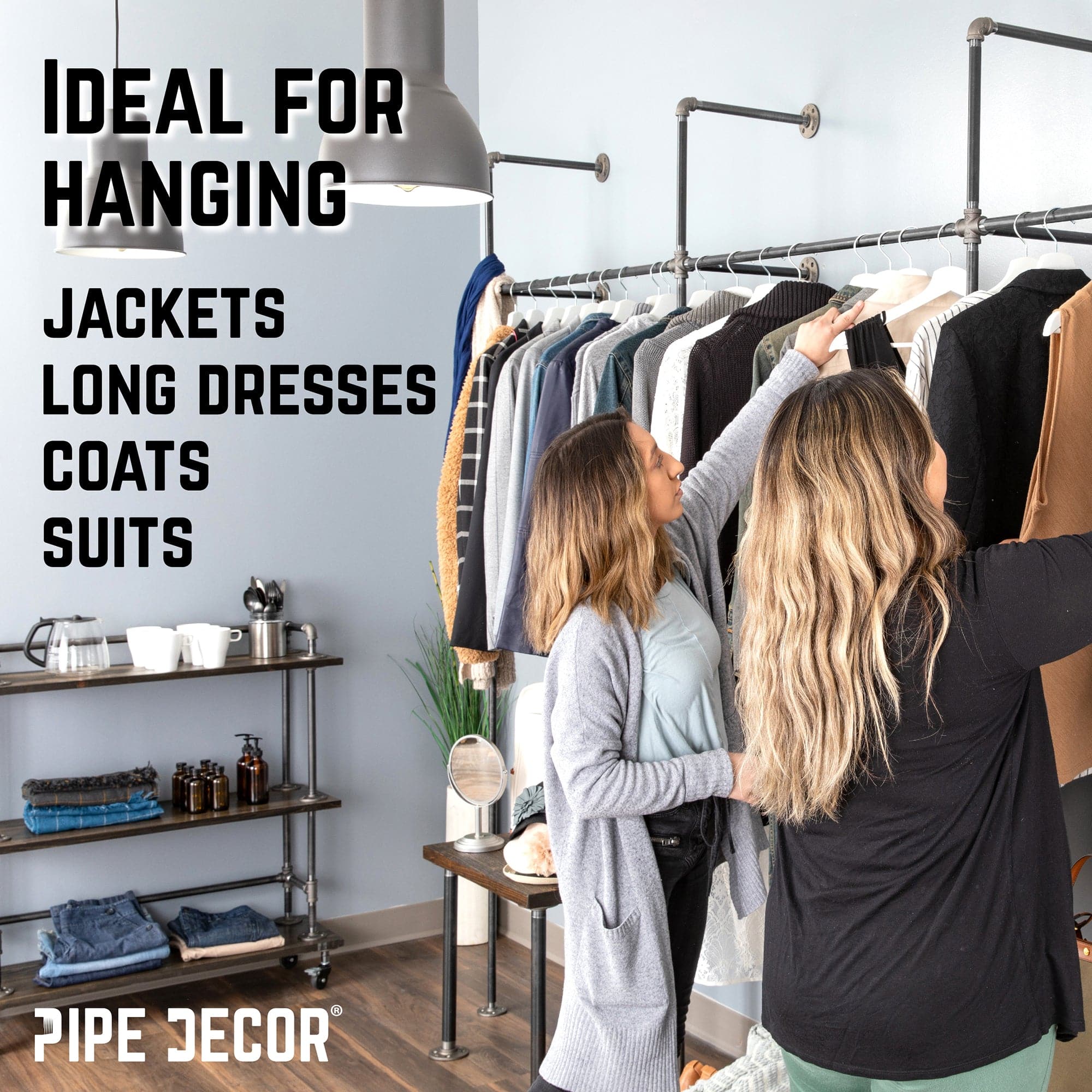 115 in. Wall Mounted Clothing Rack, Triple