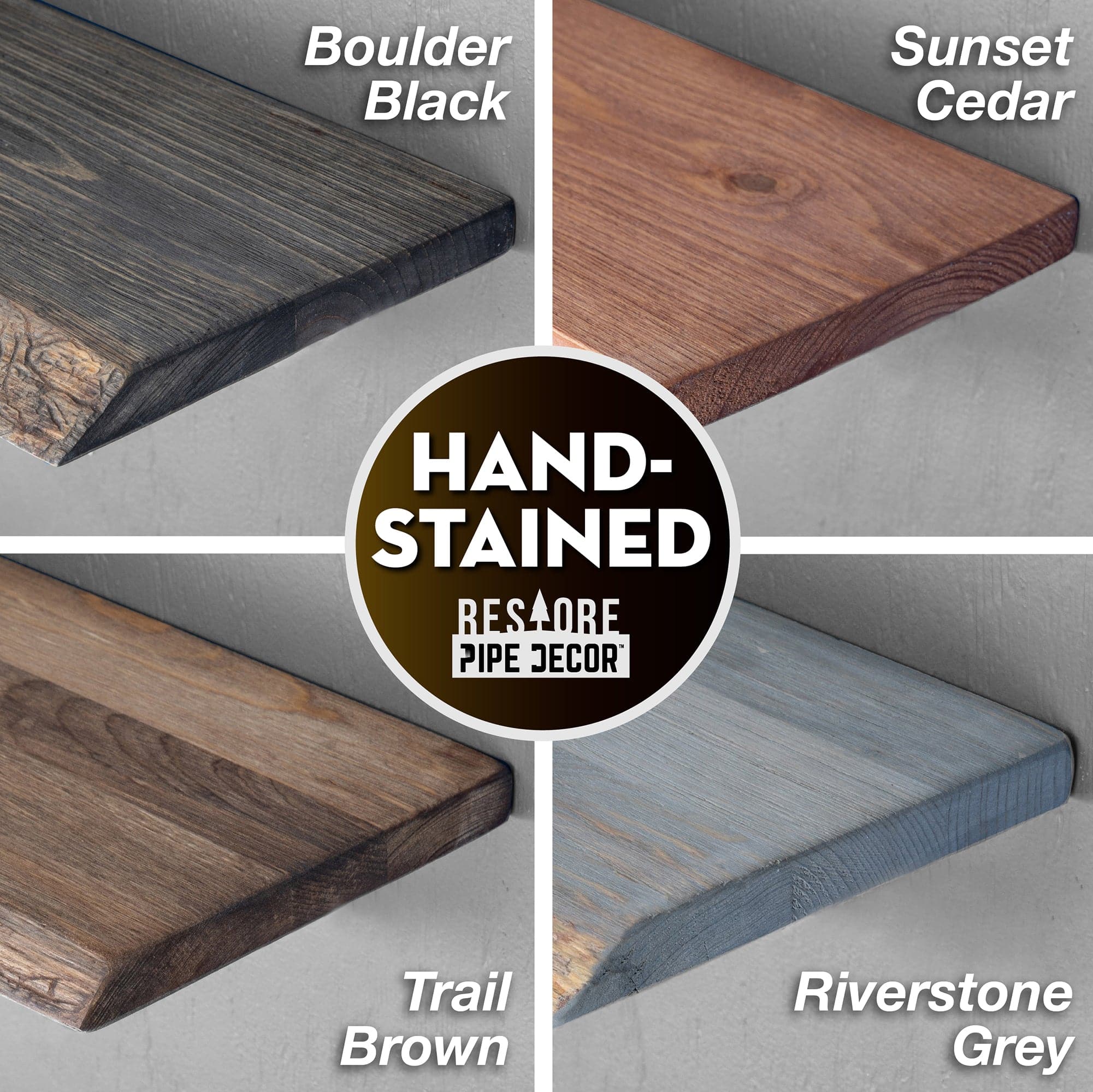 RESTORE Boulder Black 36 in. Live Edge Wood Shelf (Wood Only)