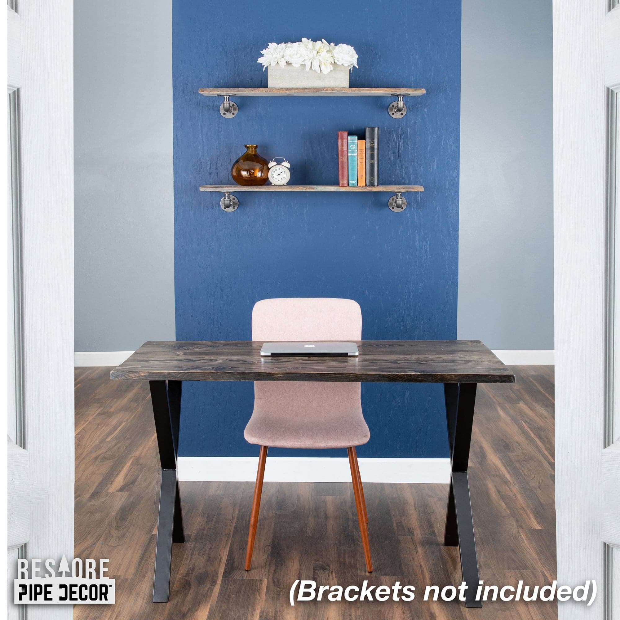 RESTORE Riverstone Grey 36 in. Live Edge Wood Shelf (Wood Only)
