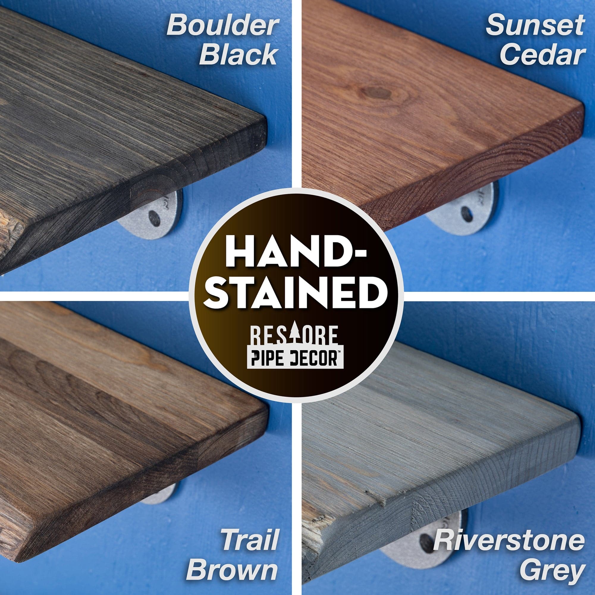 24” Sunset Cedar Live Edge Wood Shelf with L-Shaped Pipe Brackets (2-Pack)