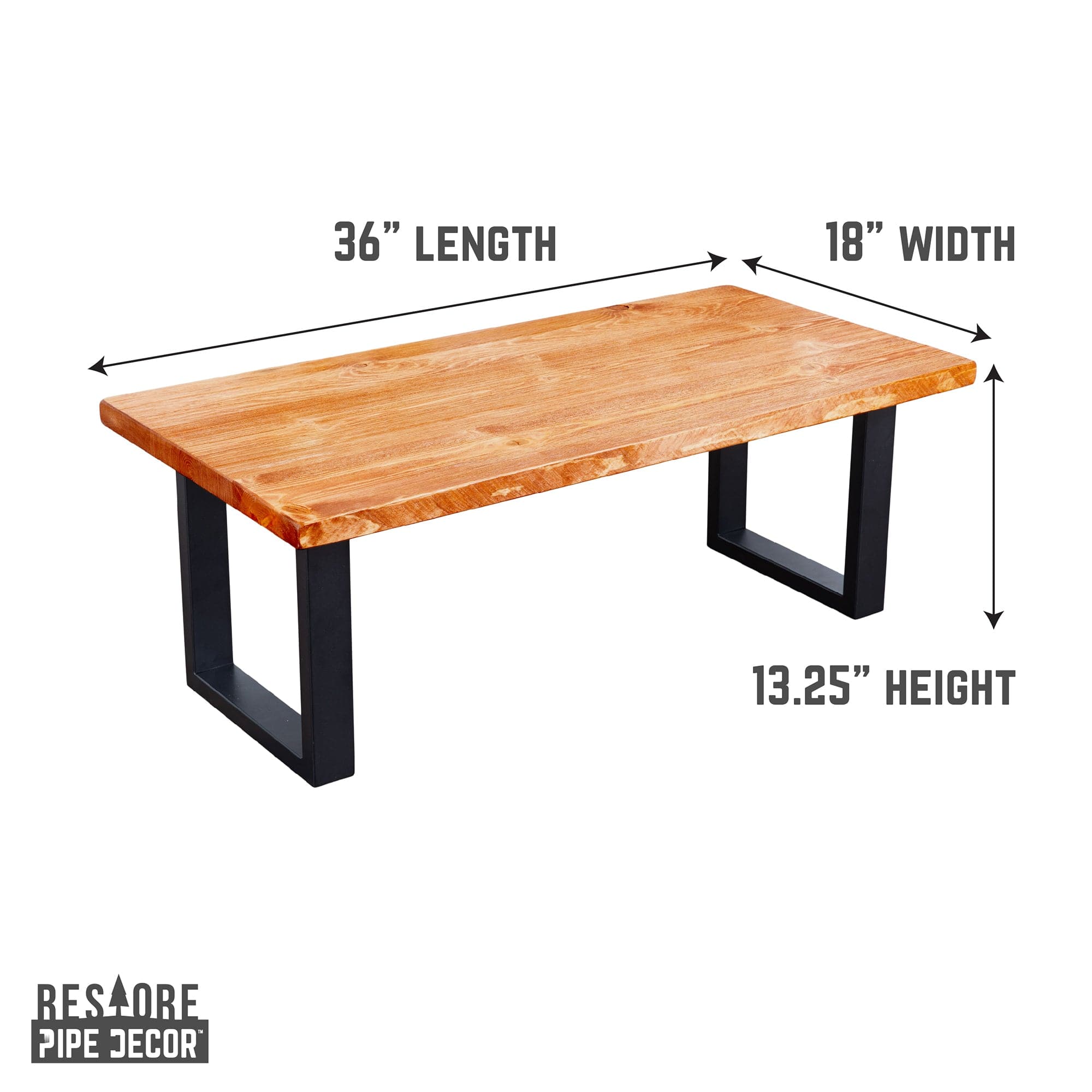 Skyline Sunset Cedar Solid Wood Coffee Table with 12 in. Landscape Legs
