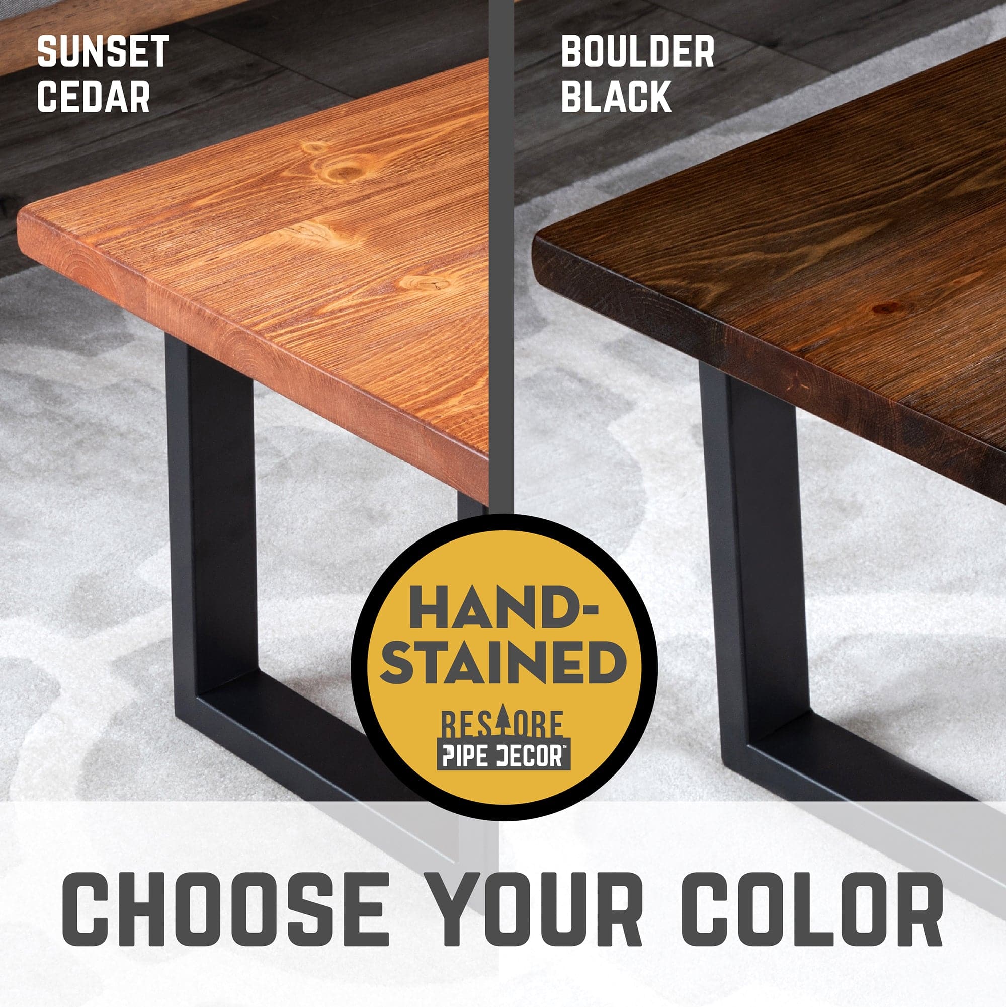 Skyline Sunset Cedar Solid Wood Coffee Table with 12 in. Landscape Legs