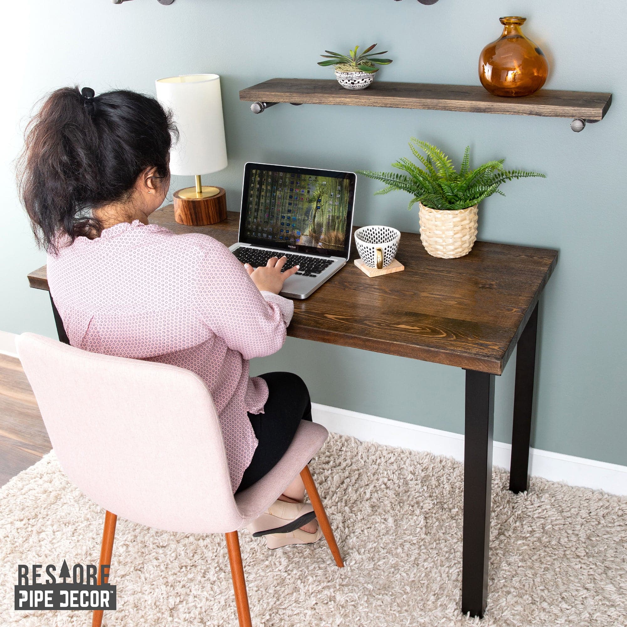 Skyline Trail Brown Solid Wood Desk with 28 in. High-Rise Legs