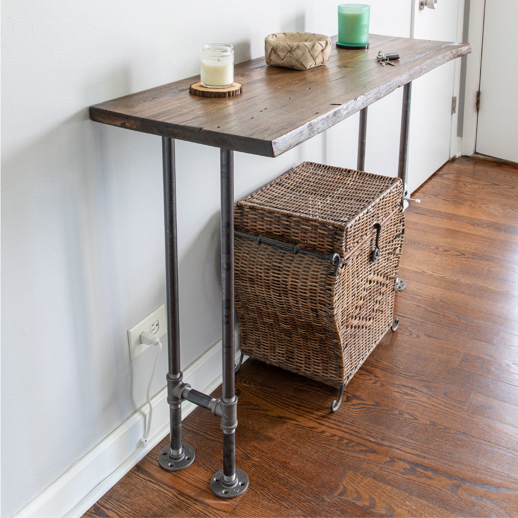 RESTORE Boulder Black Solid Live Edge Wood Console Table