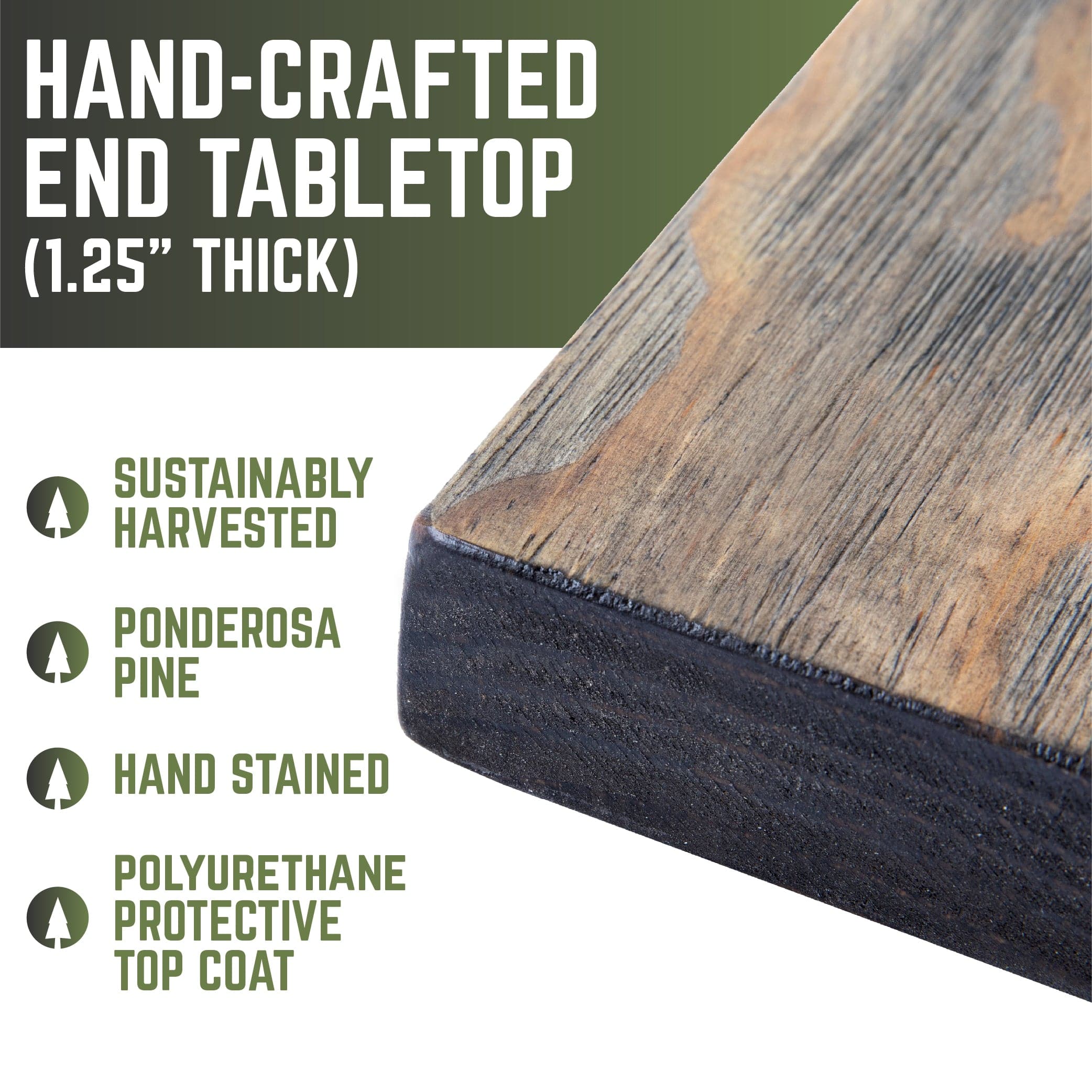 RESTORE Boulder Black Solid Wood End Table