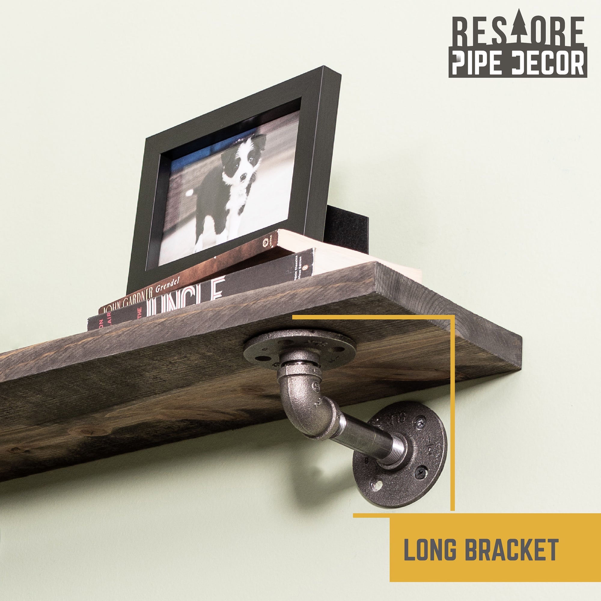 RESTORE Boulder Black 24 in. Shelves with L-Shaped Brackets