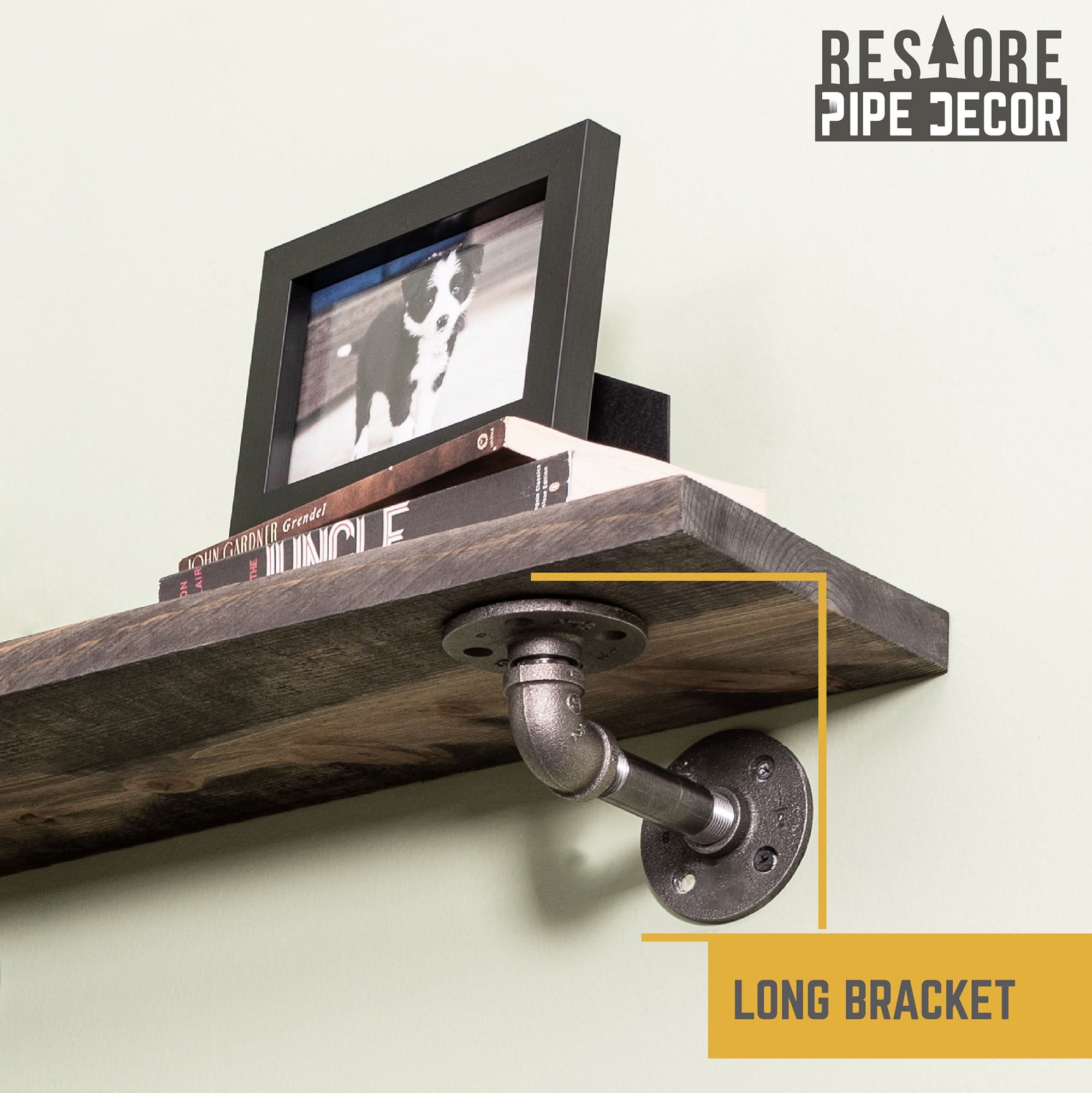 RESTORE Boulder Black 36 in. Shelves with L-Shaped Brackets