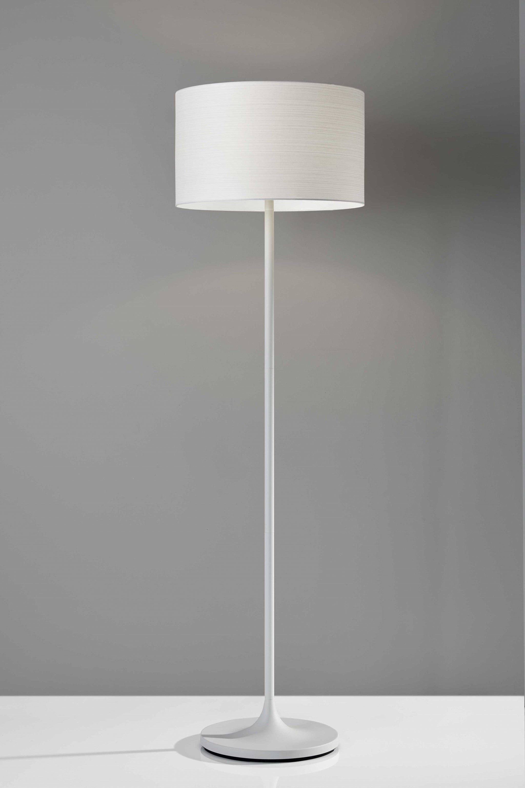 60'' White Traditional Shaped Floor Lamp With White Drum Shade