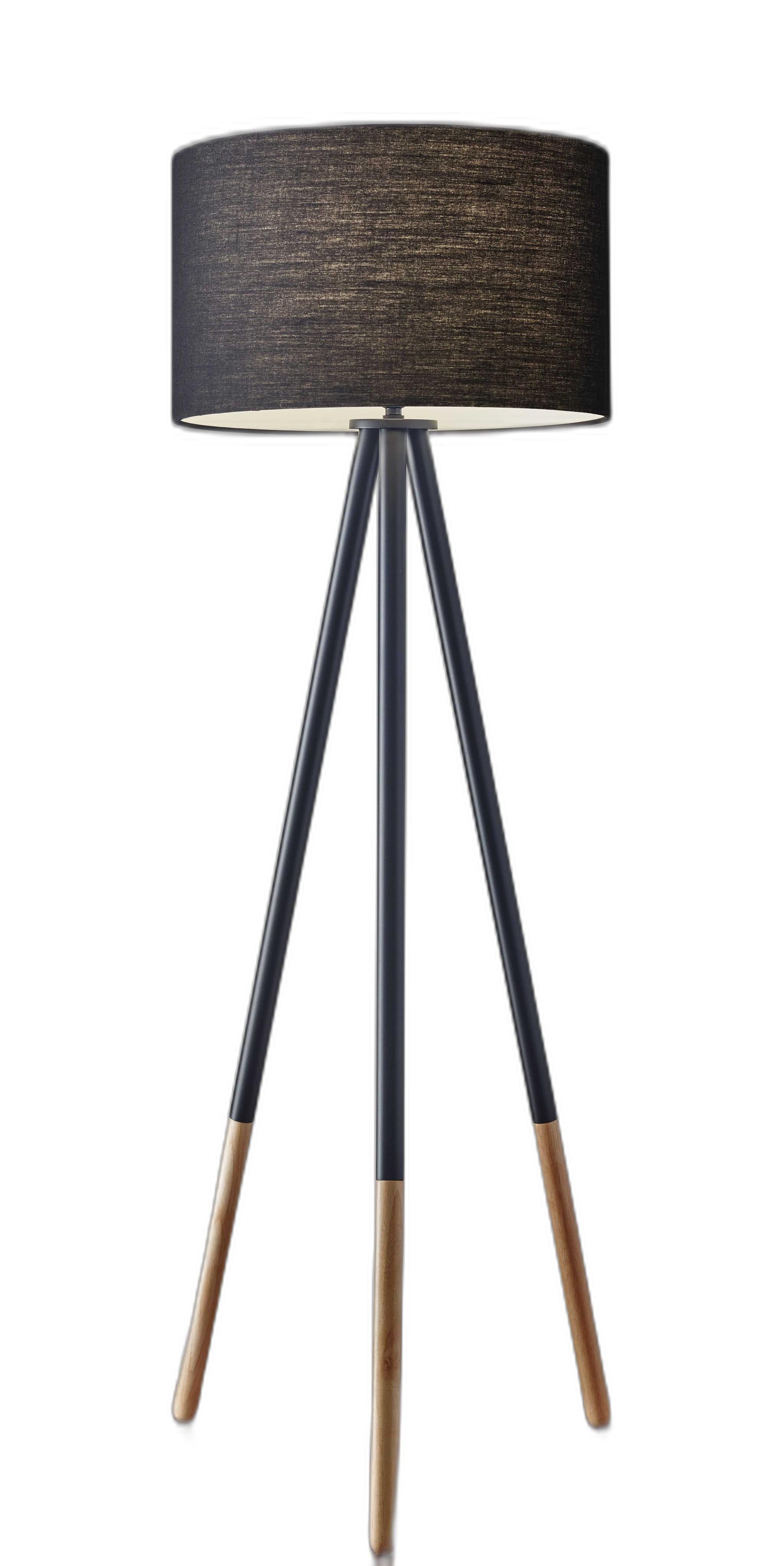 60'' Black Tripod Floor Lamp With Black Drum Shade