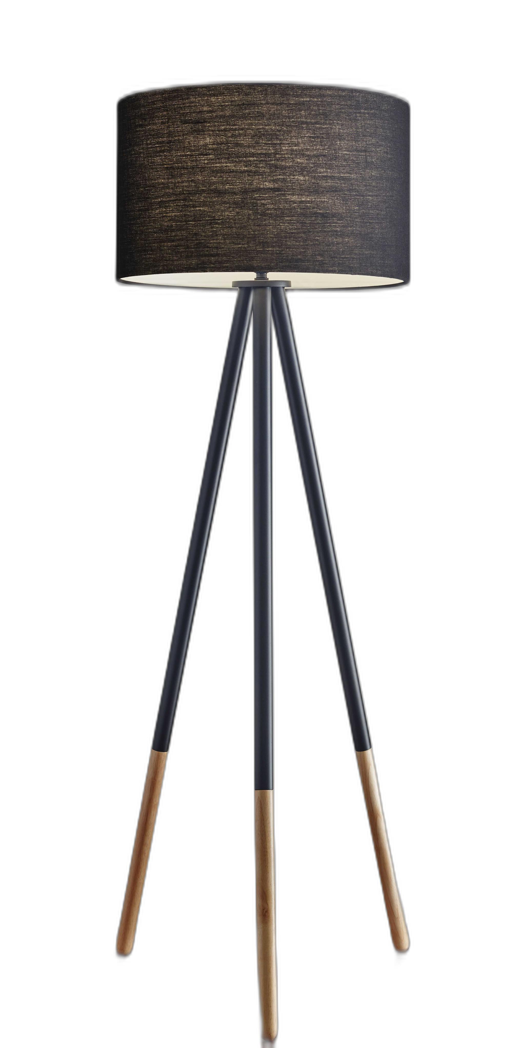 60'' Black Tripod Floor Lamp With Black Drum Shade