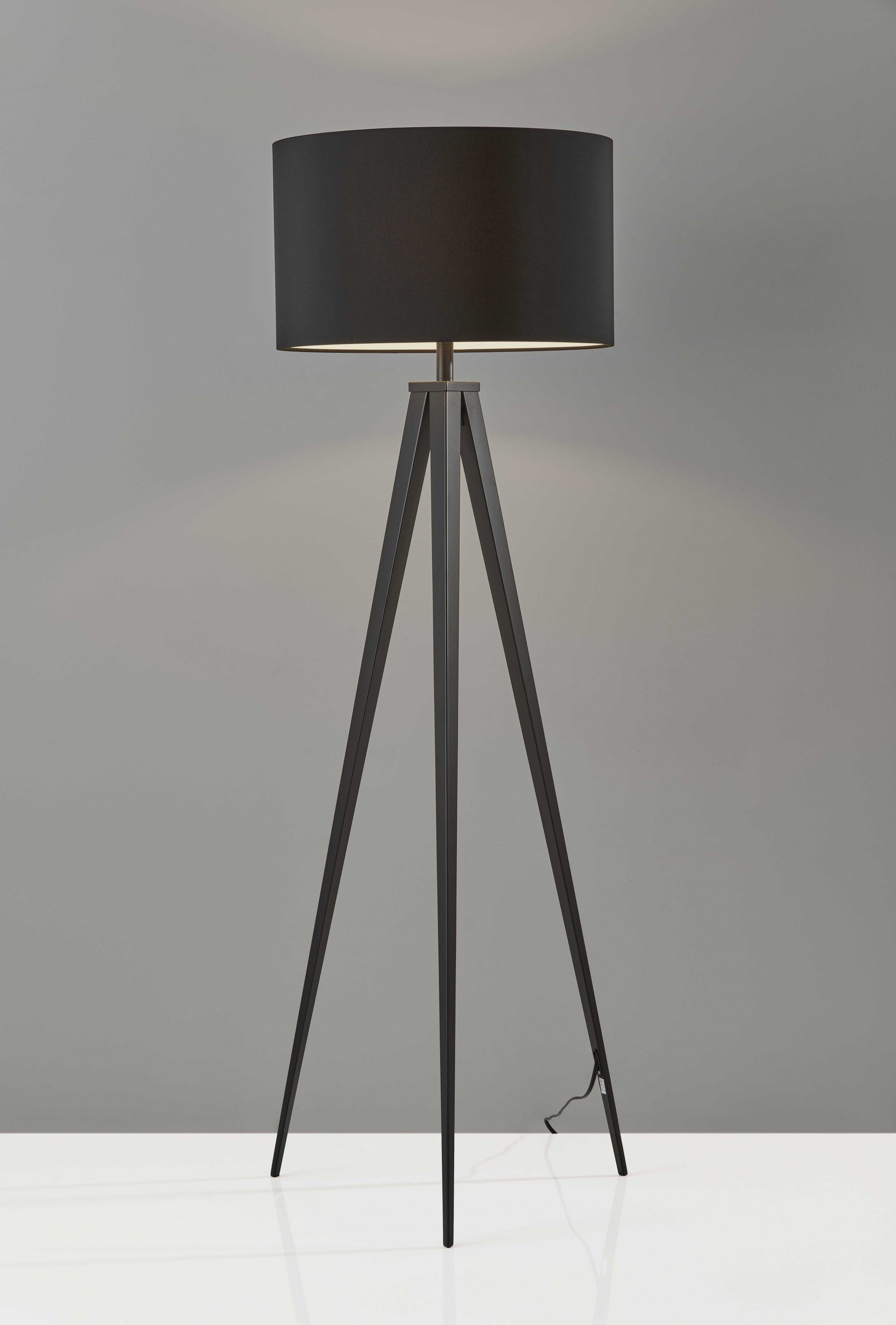 62'' Black Tripod Floor Lamp With Black Drum Shade