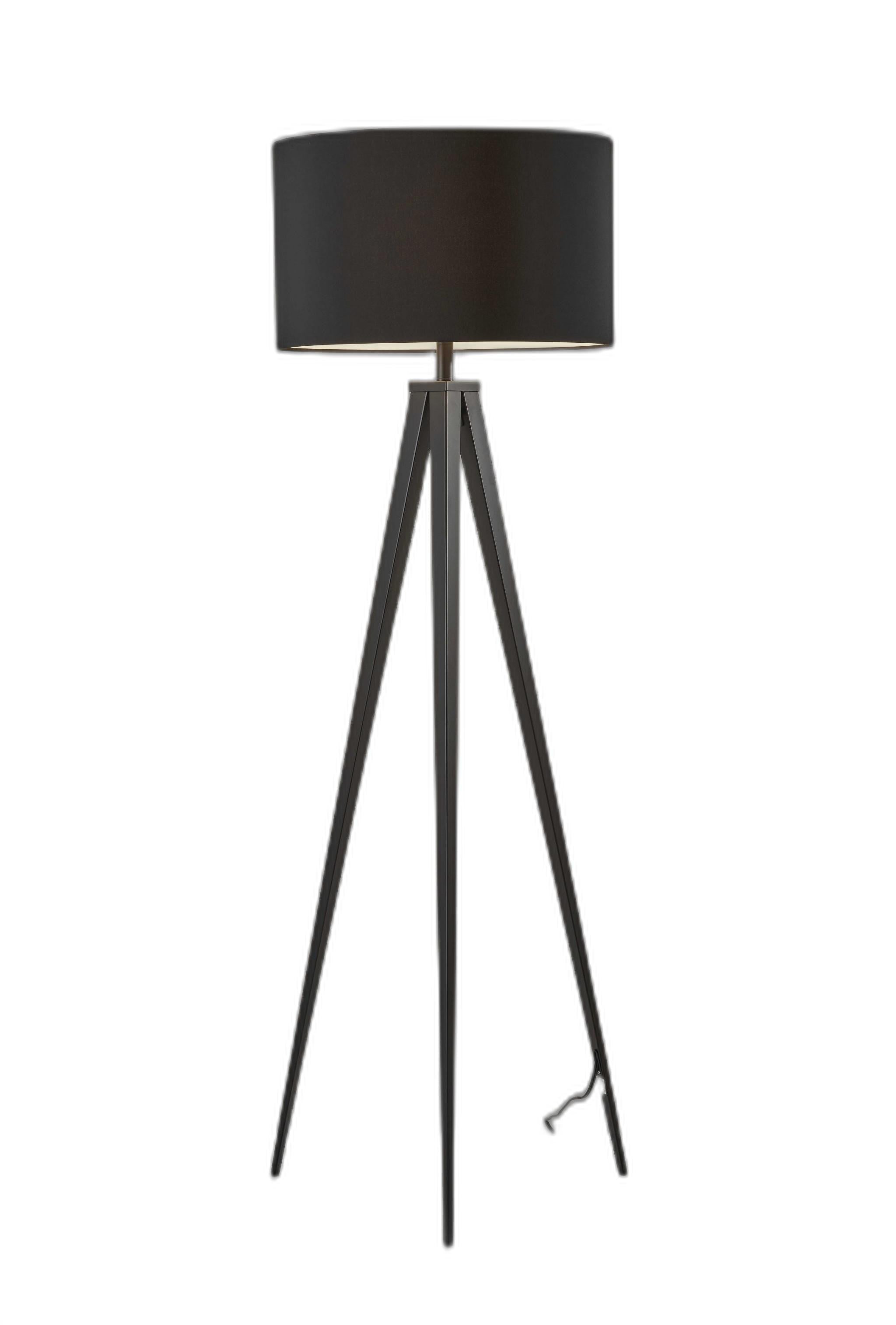 62'' Black Tripod Floor Lamp With Black Drum Shade