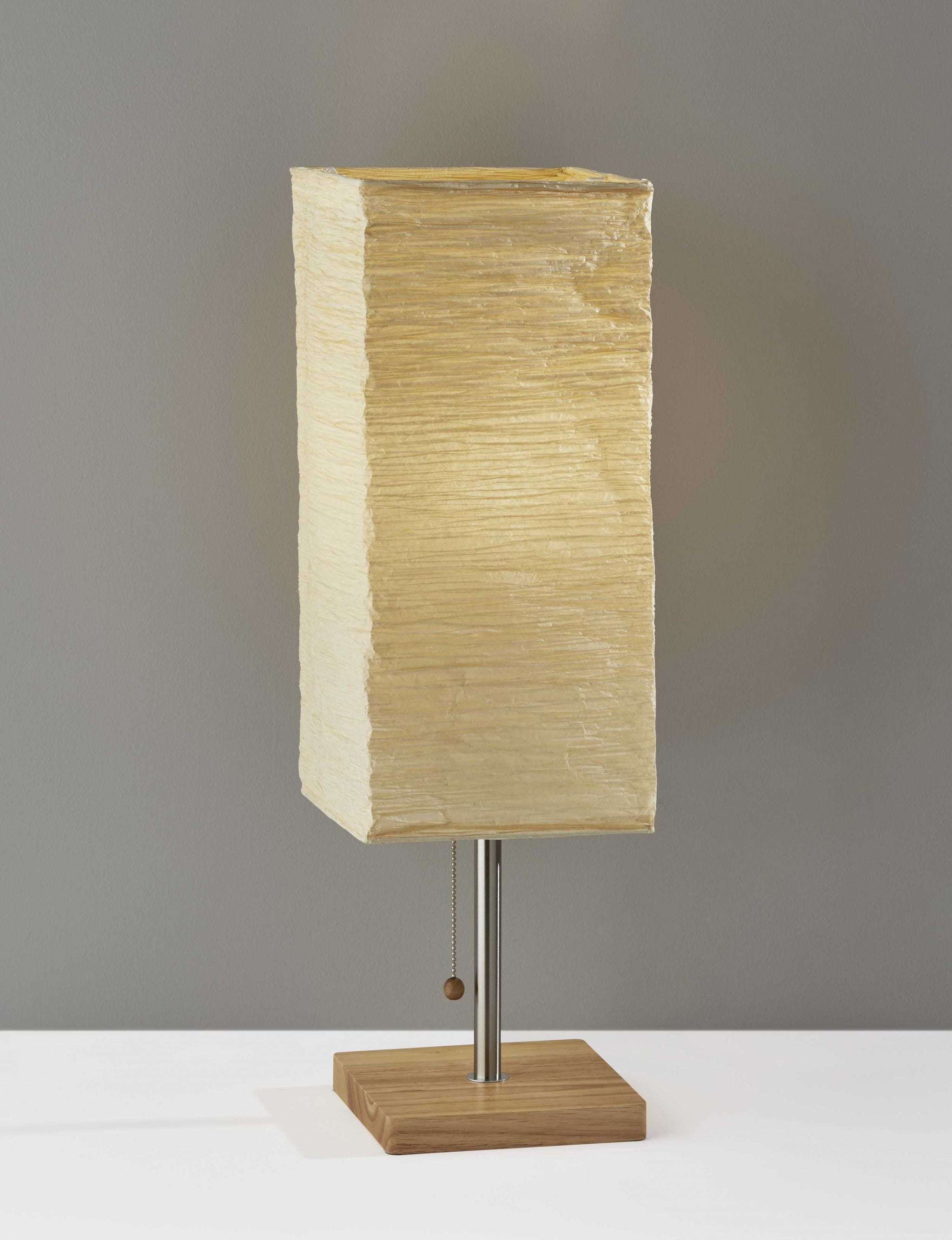 Homeroots Wildside Paper Shade With Natural Wood Table Lamp