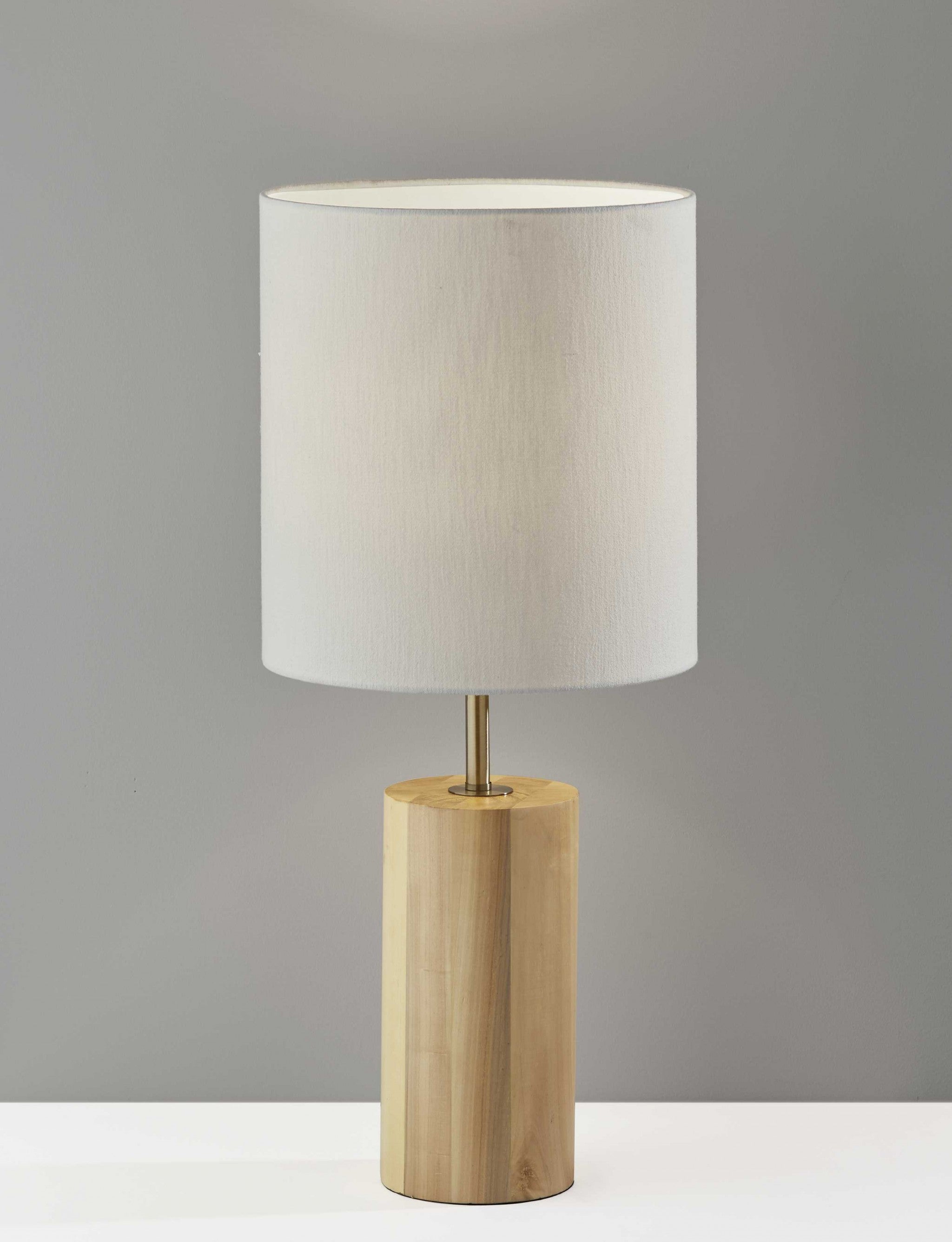 Homeroots Natural Wood Circular Block Table Lamp