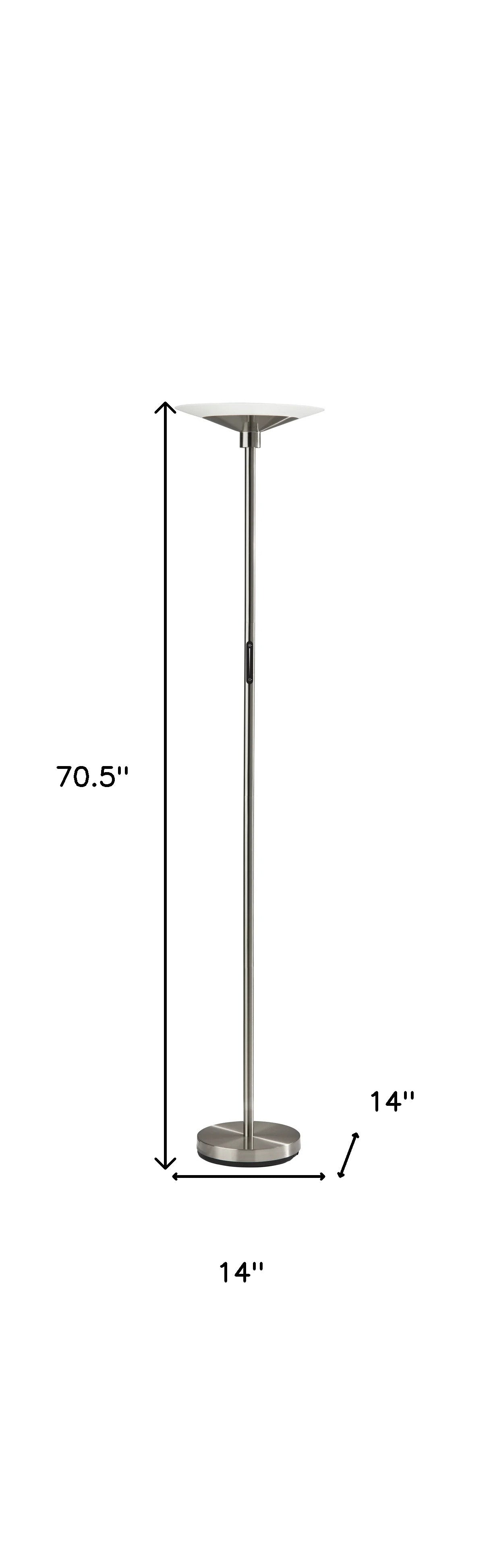 Modern Discus Brushed Steel Metal Led Torchiere