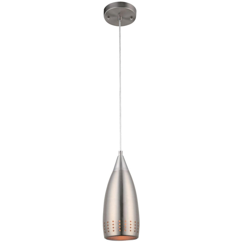 Westinghouse Mini Pendant Light, One-Light, Adjustable, Metal Shade, Brushed Nickel Finish, Model 6101300, White