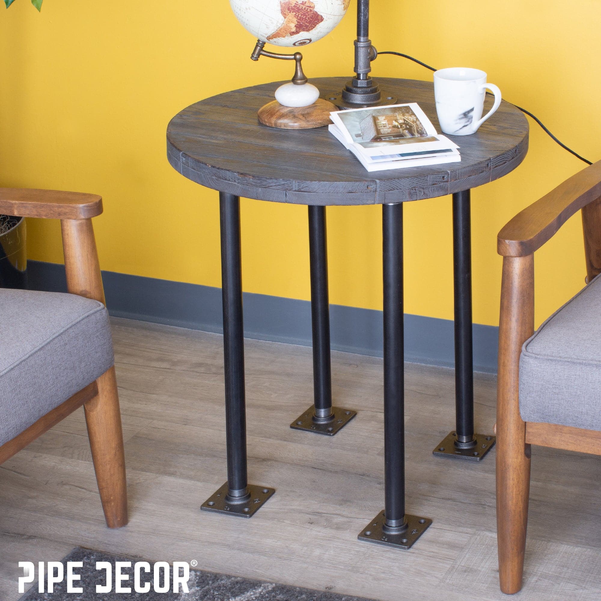 3/4 in. x 24 in. Square Flange Pipe Table Legs - 4 Pack
