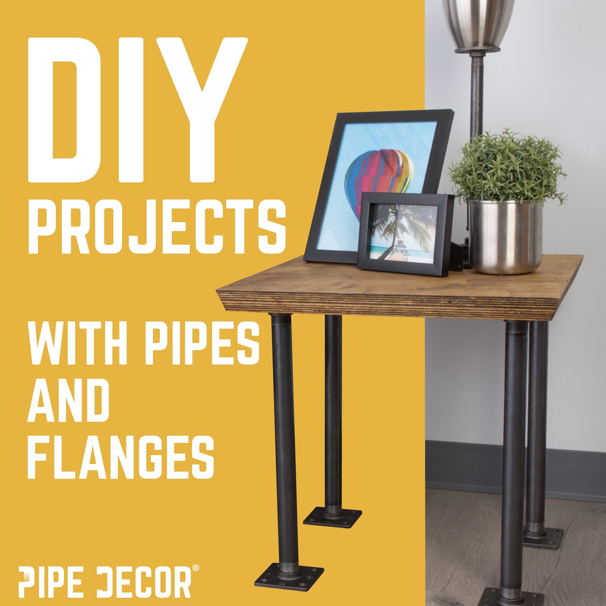 3/4 in. x 24 in. Square Flange Pipe Table Legs - 4 Pack