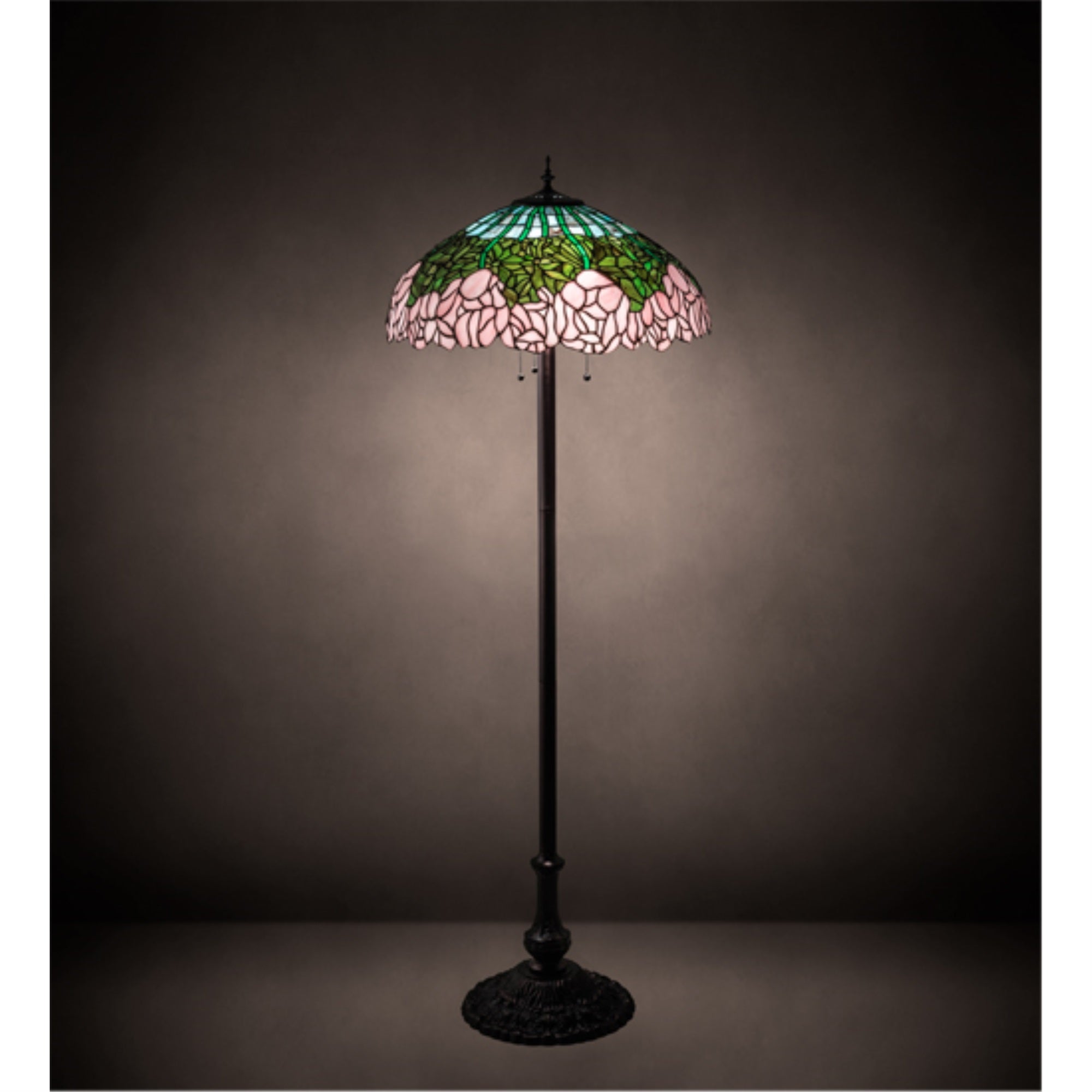 Meyda Tiffany Floor Lamp, Mica Three Light, Mahogany Bronze, Model 37706, 22 inches