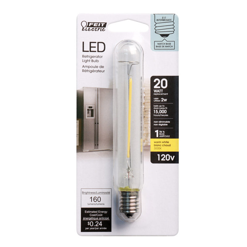 Feit Electric Antique Filament LED Light Bulb, Tubular Style, White, Model BP20T61/2/SU/LED, One Size