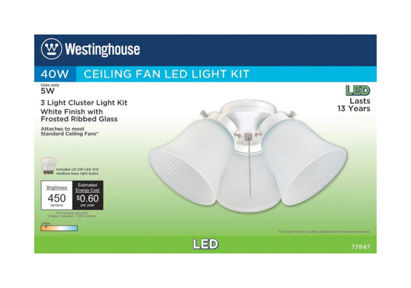 Westinghouse 77847 Ceiling Fan Light Kit, Frosted Ribbed Glass, White, No Size