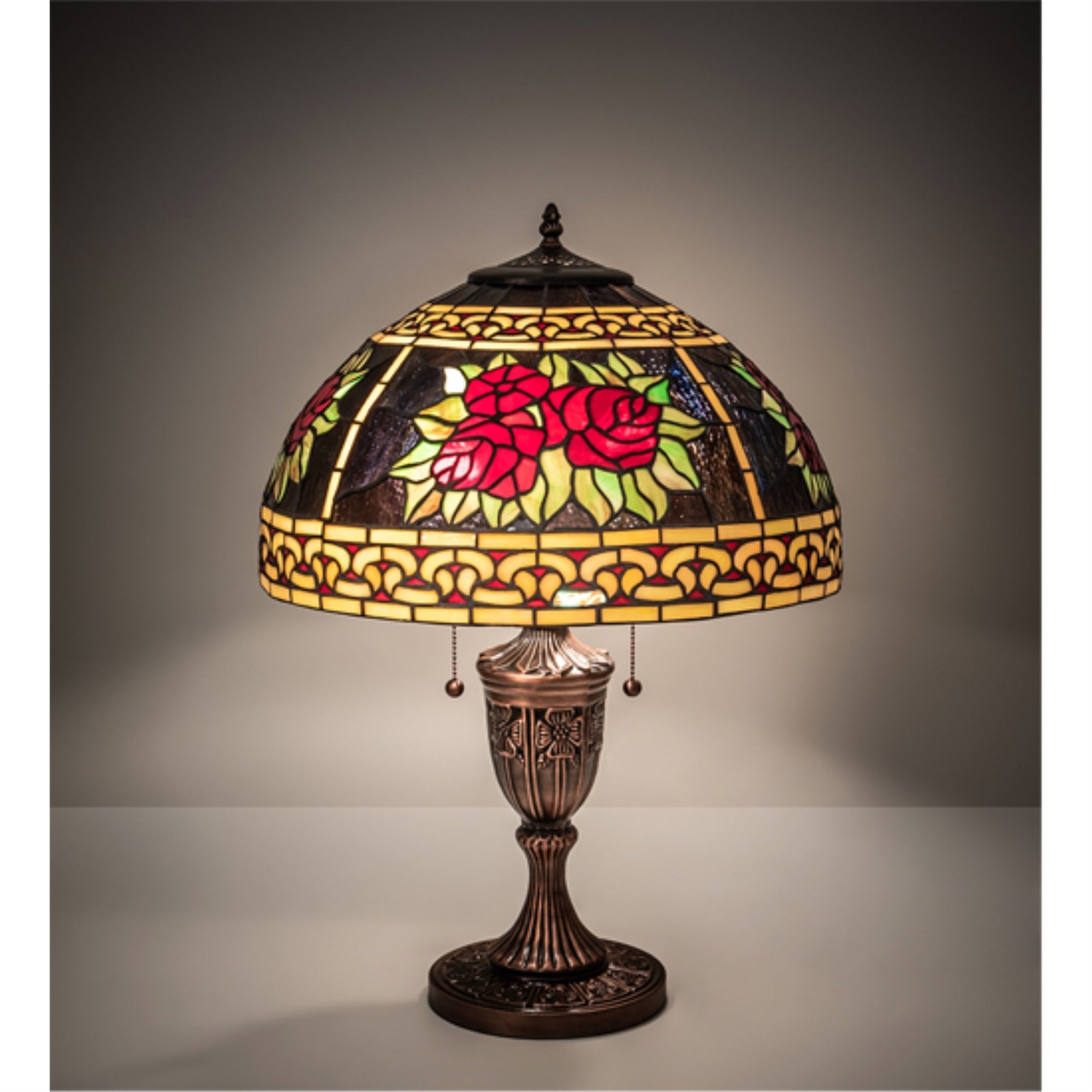 25 inch High Roses & Scrolls Table Lamp
