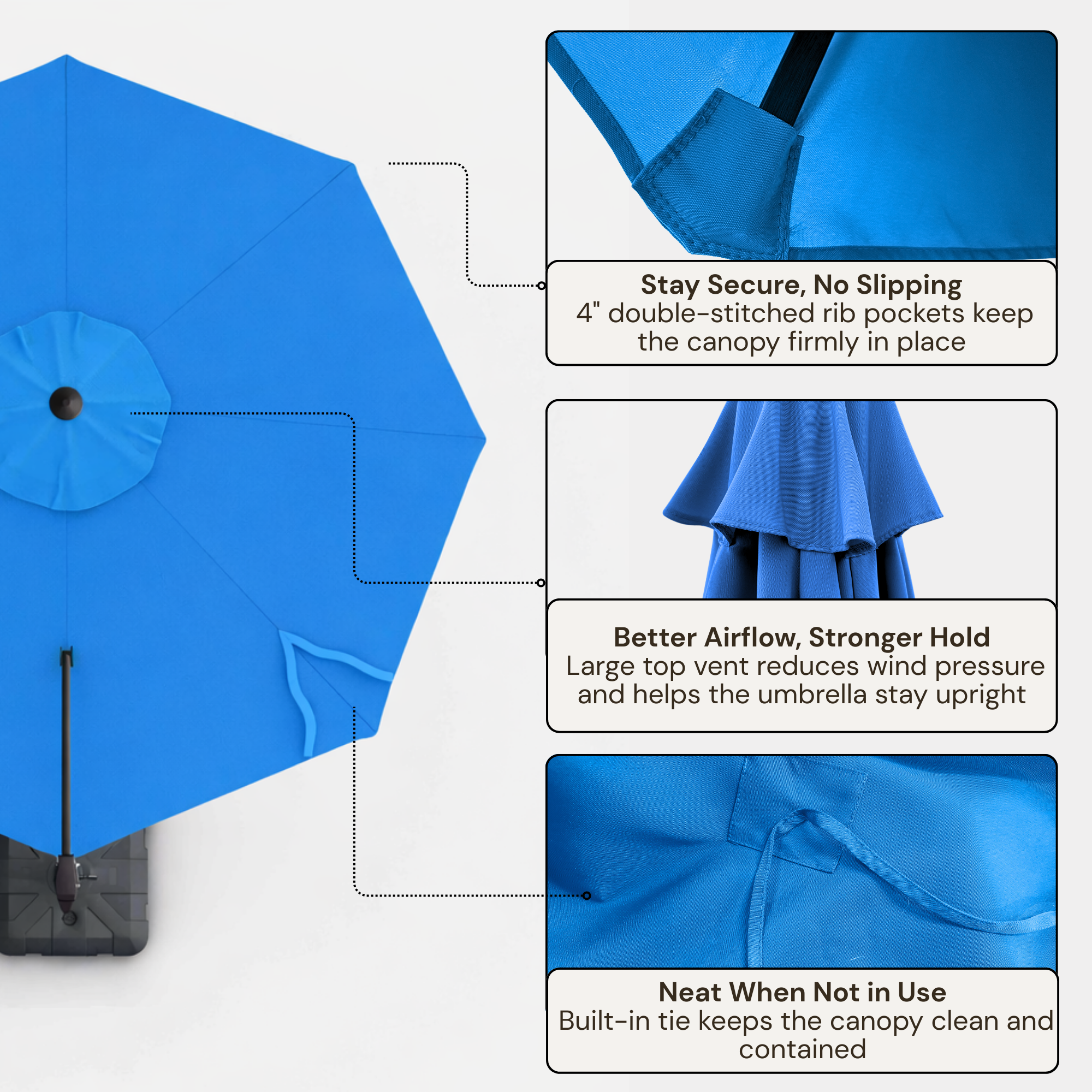 11 ft Cantilever Umbrella Replacement Canopy Supported Bar 8 Ribs Capri Blue Olefin Fabric