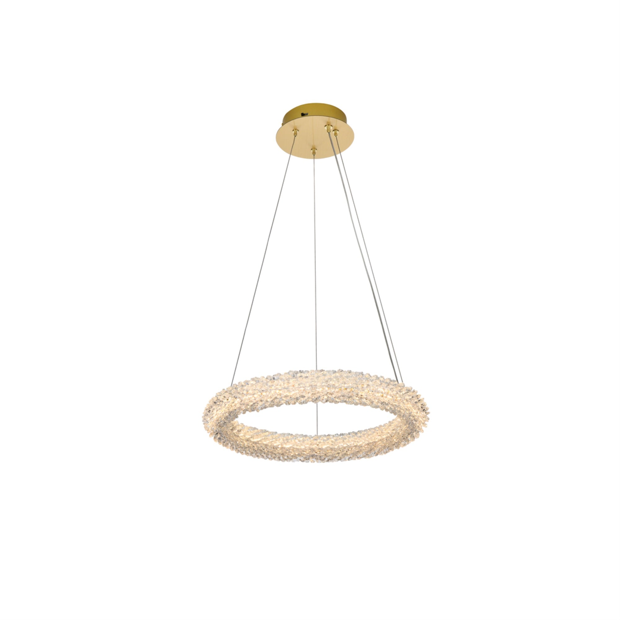 Elegant Lighting Bowen 18in Adjustable LED Chandelier, Satin Gold Finish