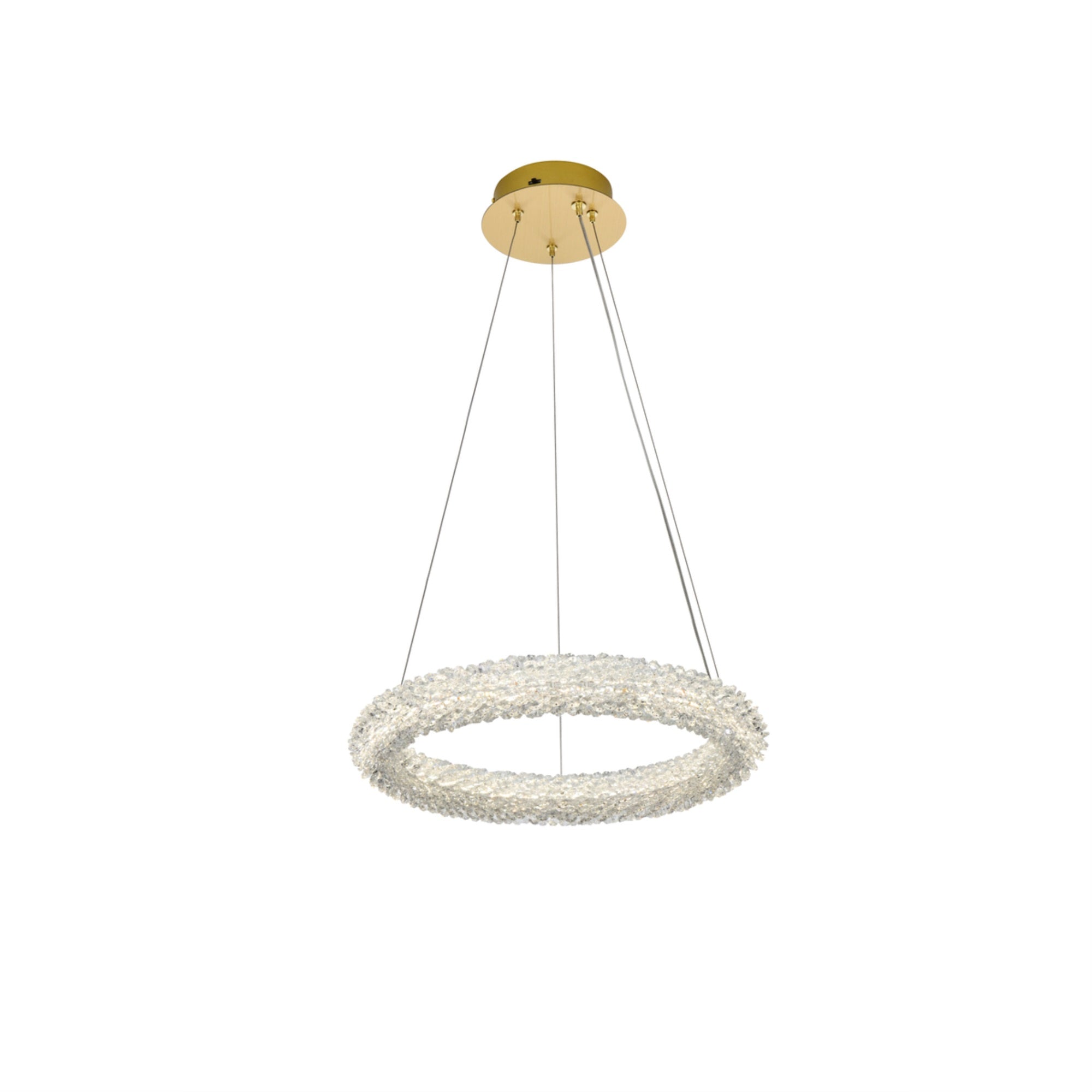 Elegant Lighting Bowen 18in Adjustable LED Chandelier, Satin Gold Finish