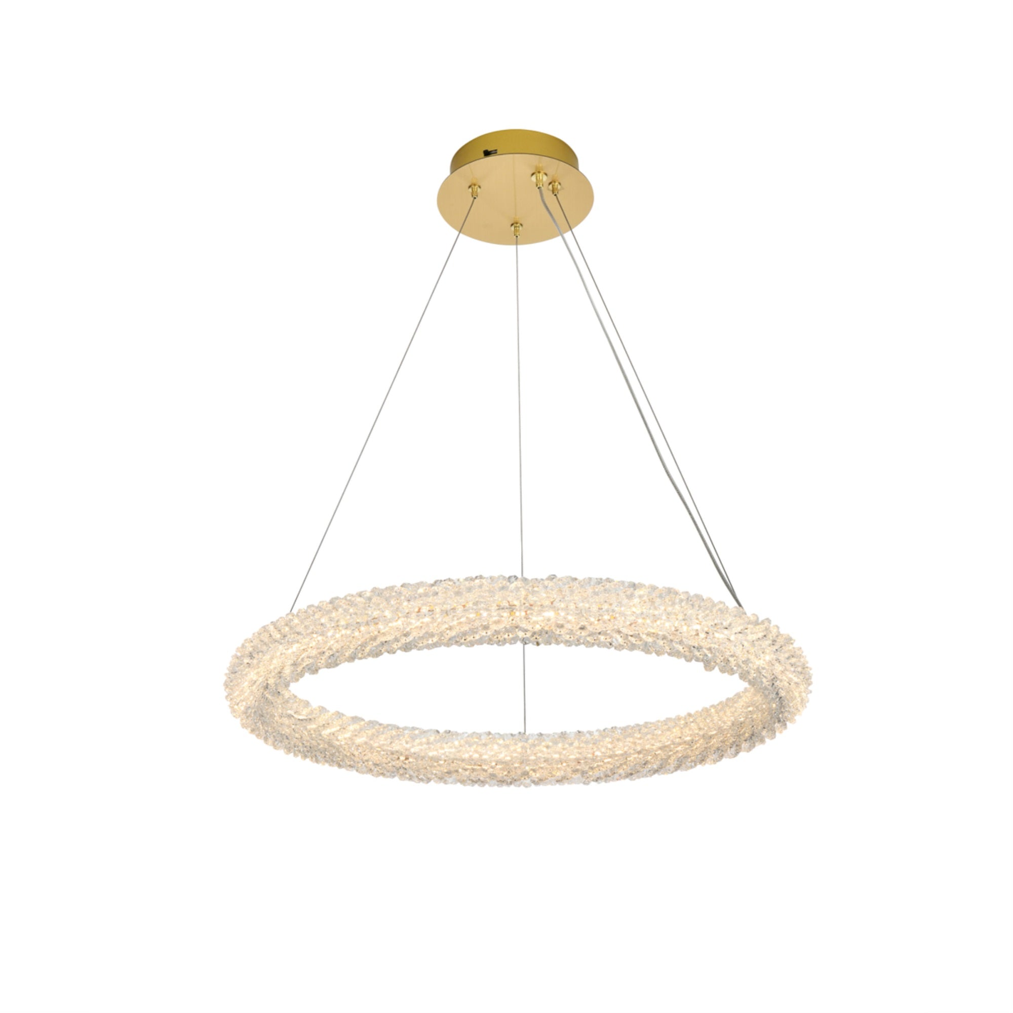 Elegant Lighting Bowen 24in Adjustable LED Chandelier, Satin Gold Finish
