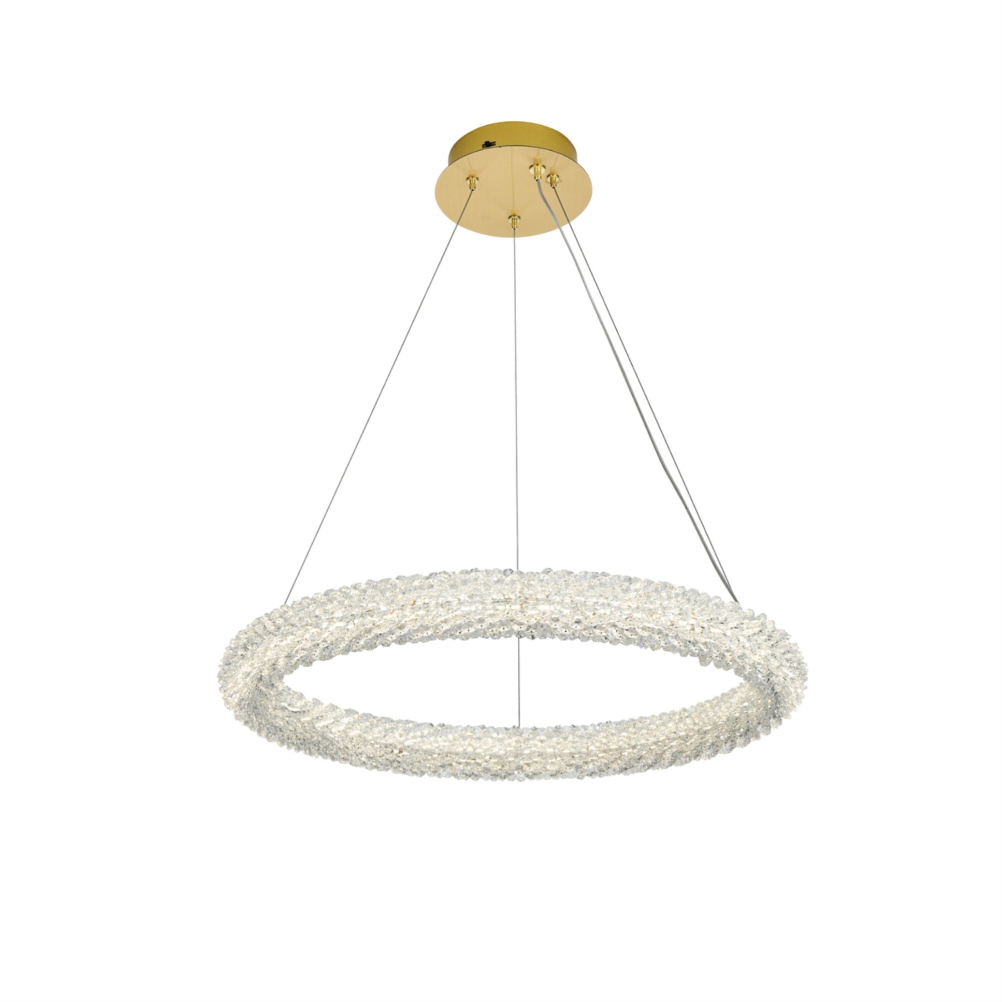 Elegant Lighting Bowen 24in Adjustable LED Chandelier, Satin Gold Finish