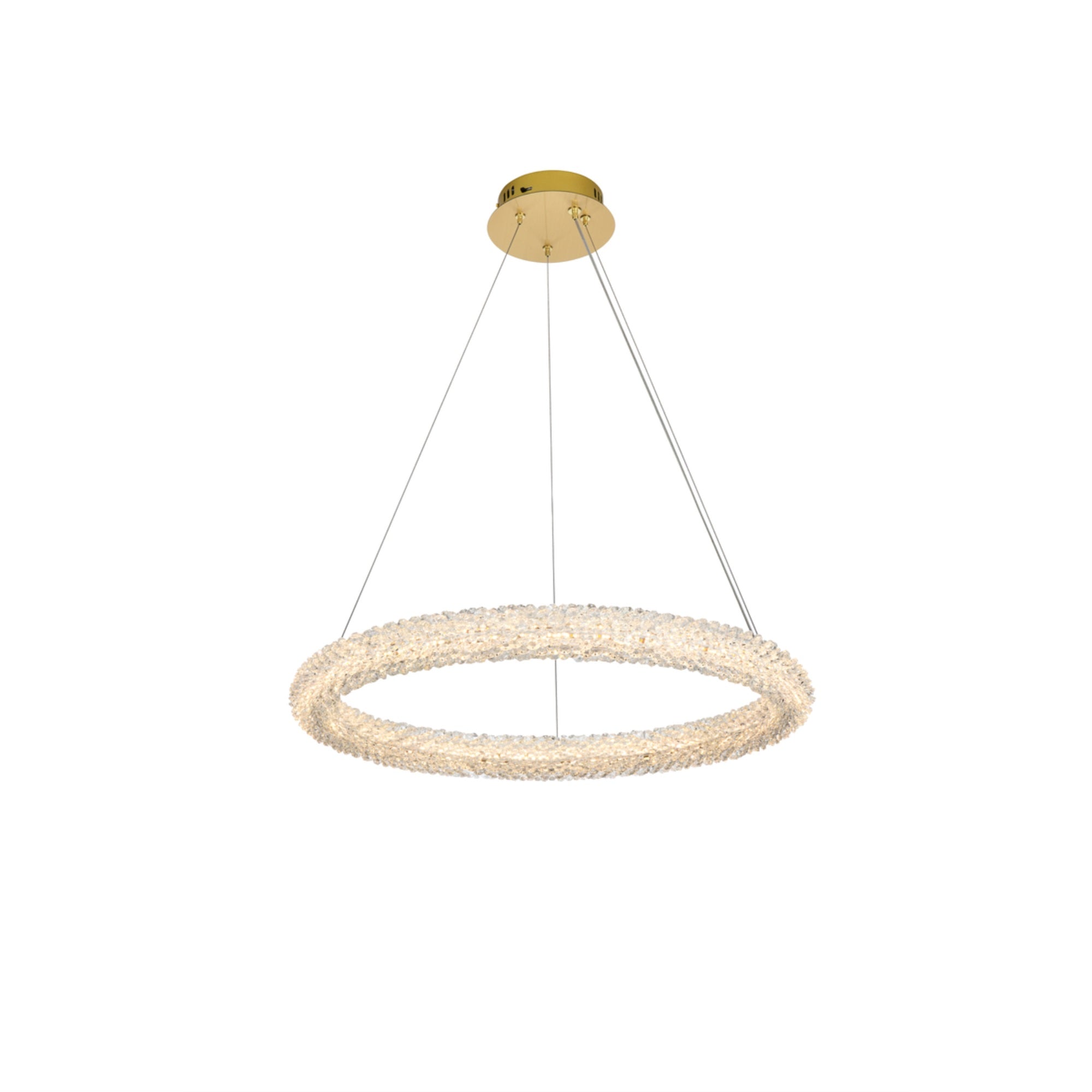 Elegant Lighting Bowen LED Chandelier, 26 Inch, Adjustable, Satin Gold Finish