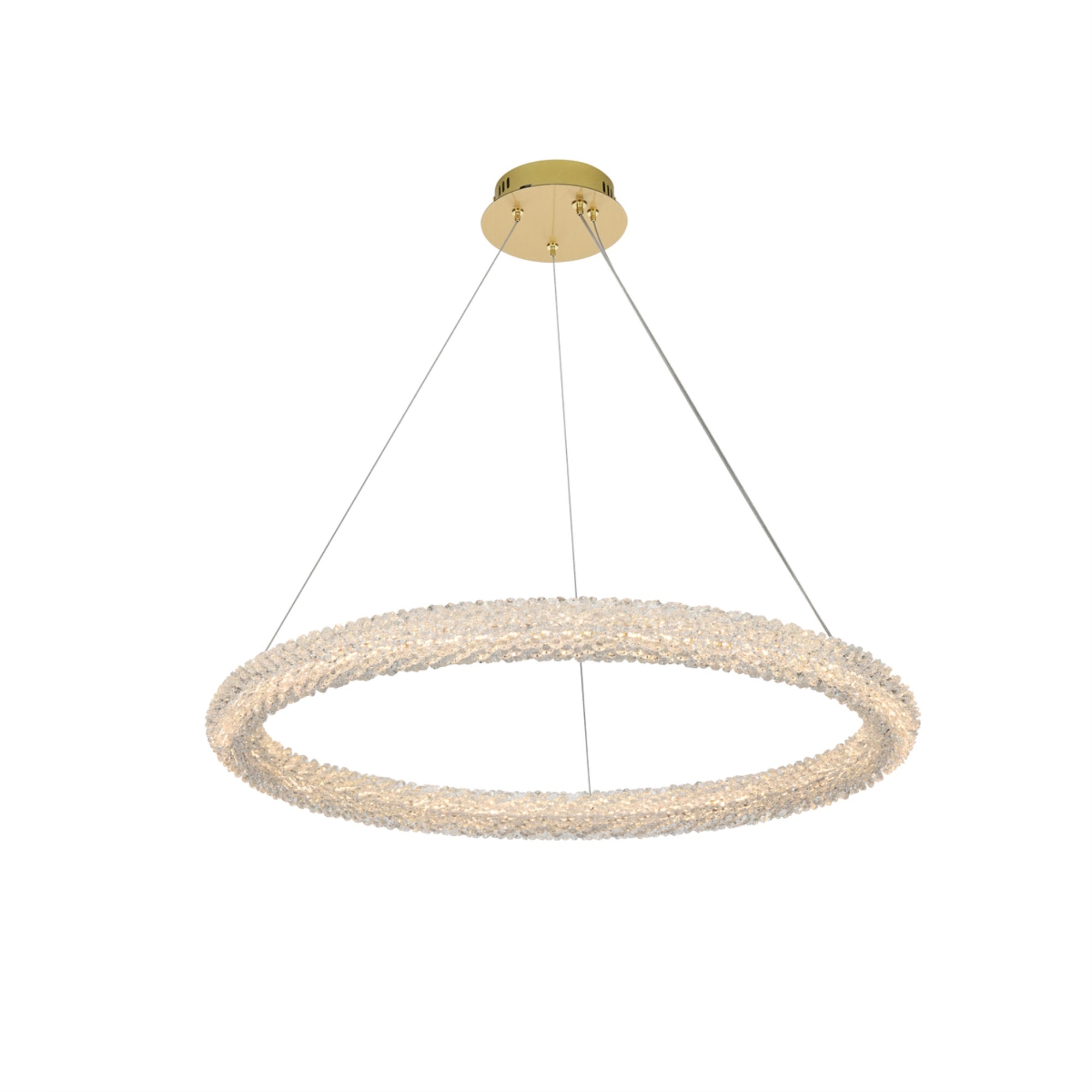 Elegant Lighting LED Chandelier, 32 inch, Satin Gold, Glass, Model 4c1dd894-f954-433e-9a5d-f9948f1542e3