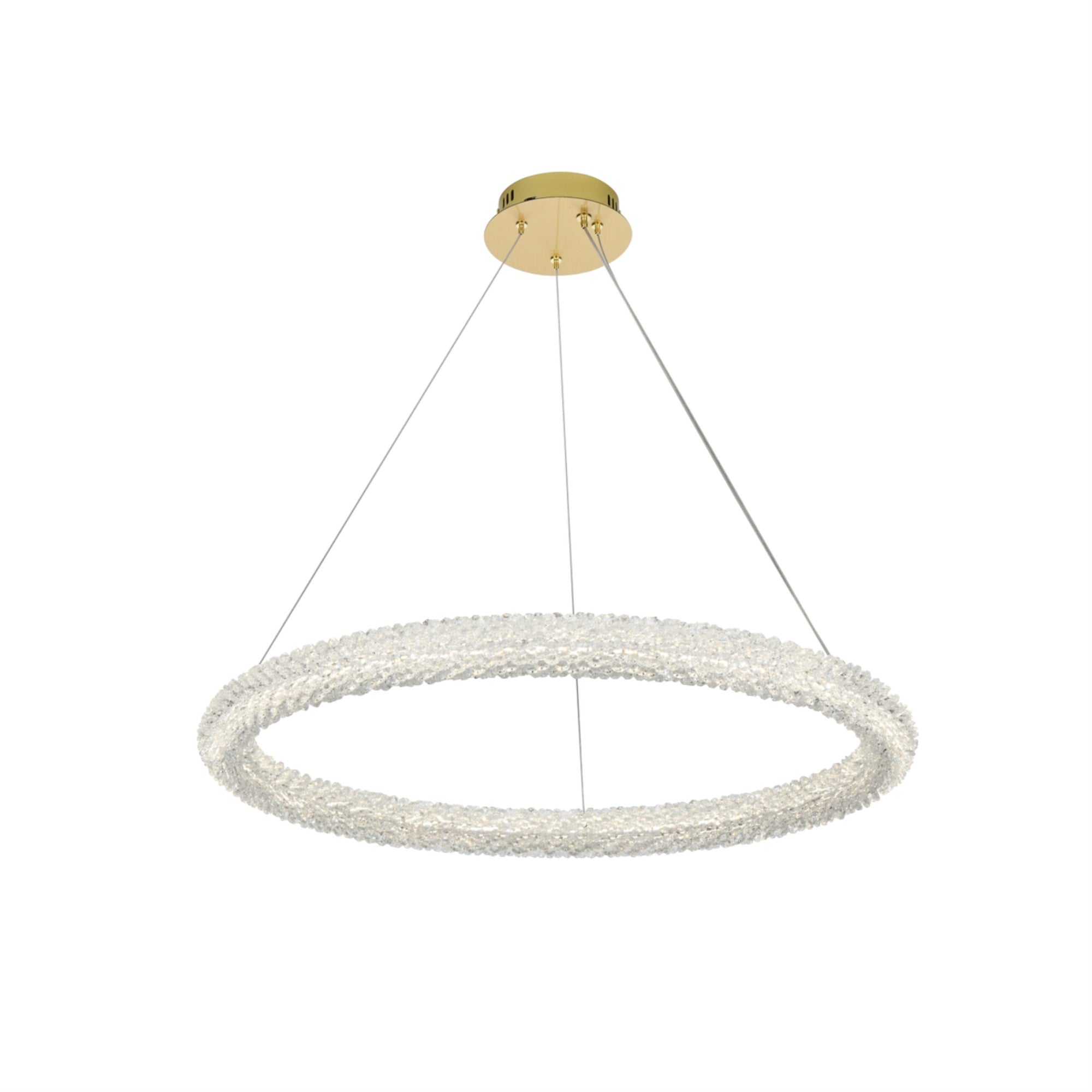 Elegant Lighting LED Chandelier, 32 inch, Satin Gold, Glass, Model 4c1dd894-f954-433e-9a5d-f9948f1542e3