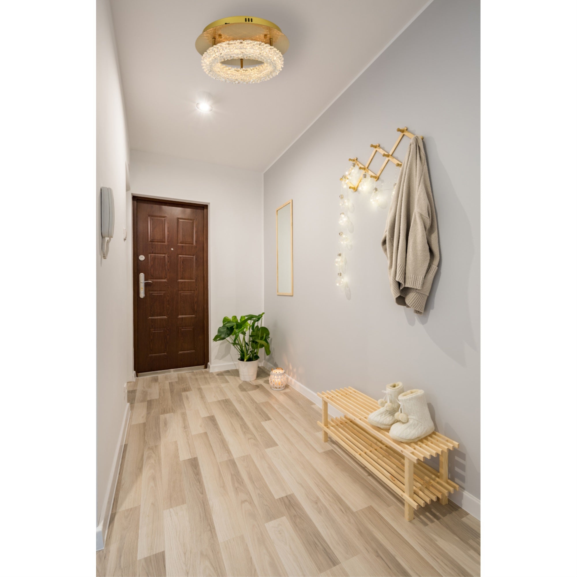 Elegant Lighting Bowen 14in Metal Adjustable LED Flush Mount Light, Gold, Model 3800F14SG