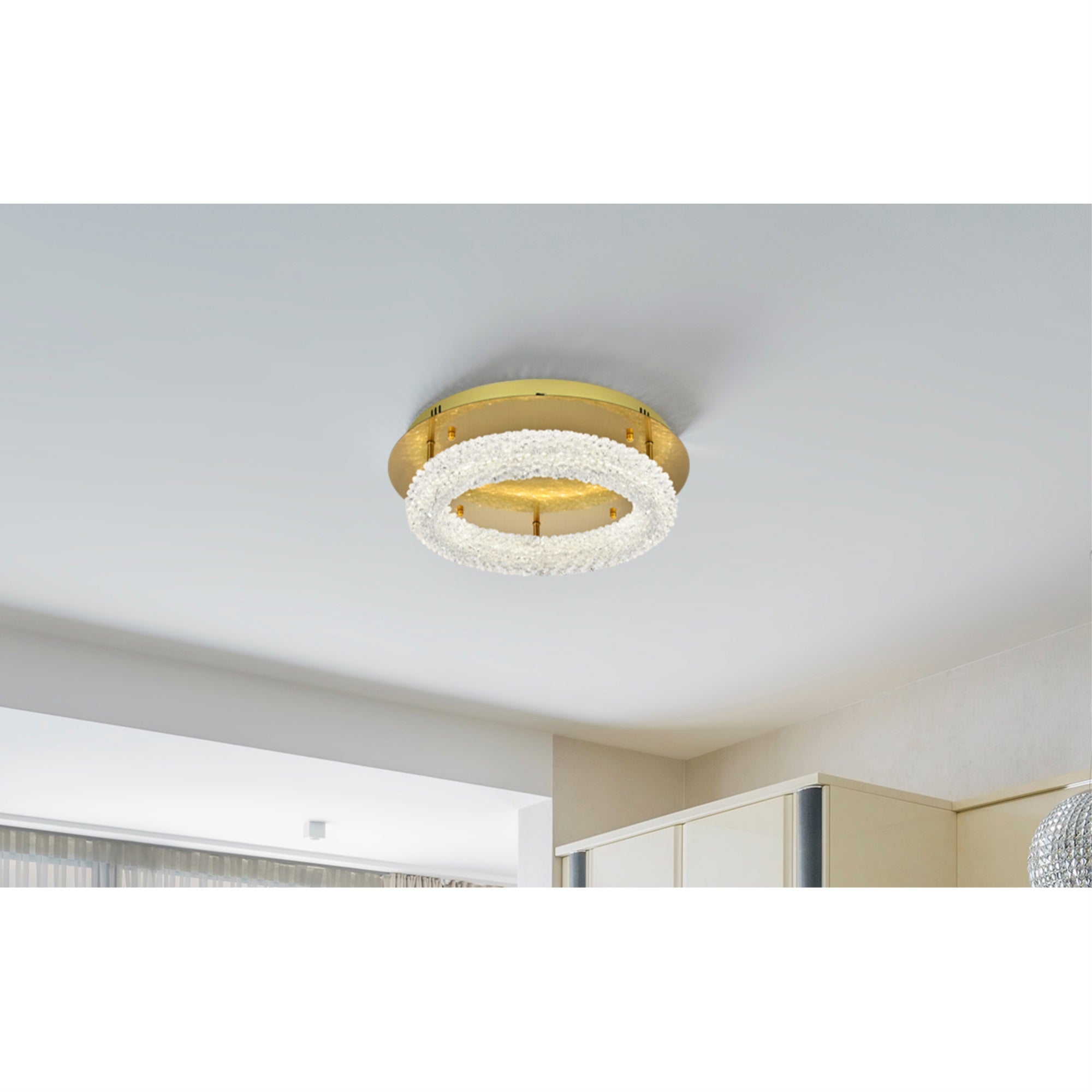 Elegant Lighting Bowen LED Flush Mount Light, 18 Inch, Adjustable, Satin Gold Finish