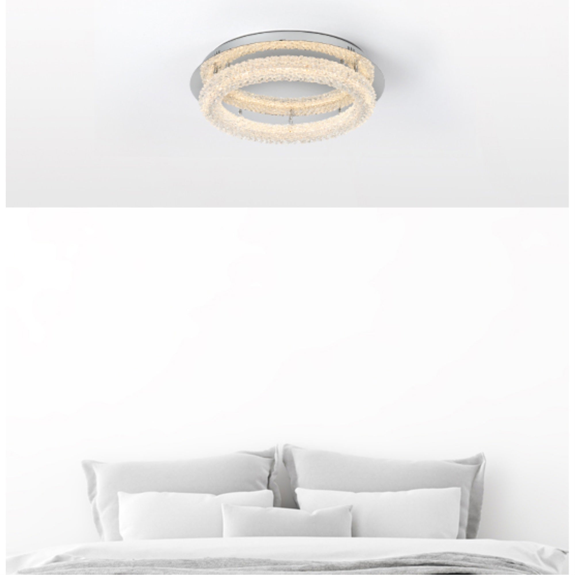 Elegant Lighting Bowen LED Flush Mount Light, 1-Light, Metal, Adjustable, Chrome Finish, 22in