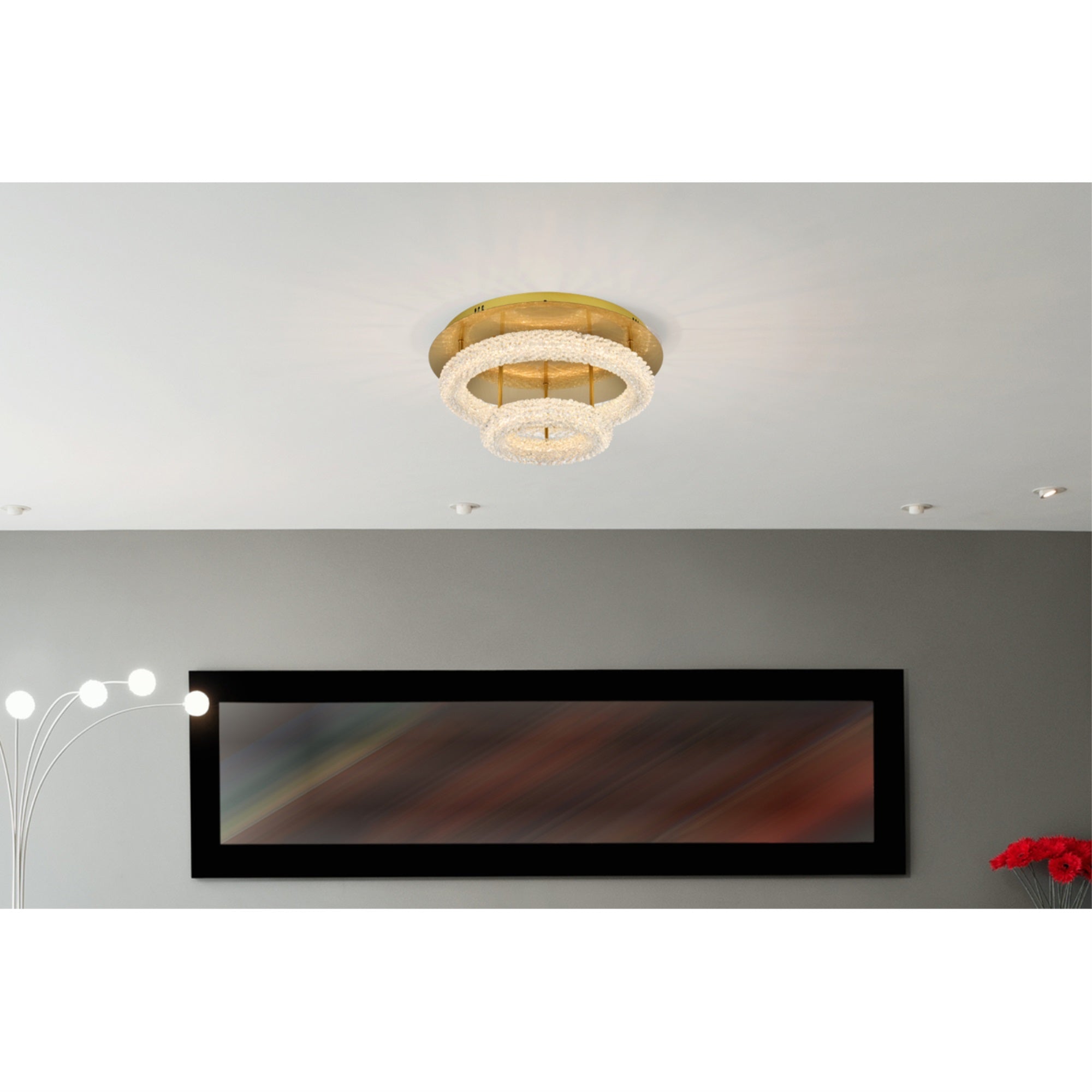 Elegant Lighting 22in 2-Light LED Flush Mount, Metal, Gold, Model 3800F22L2SG
