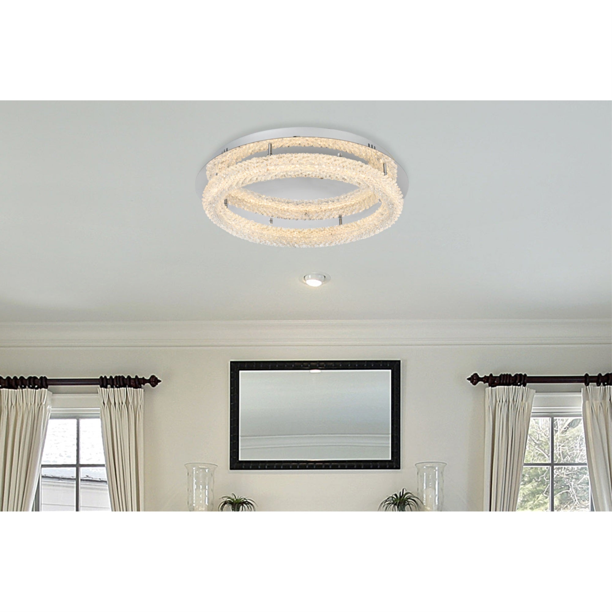 Elegant Lighting Bowen 26in Adjustable LED Flush Mount Light Fixture - Chrome Finish