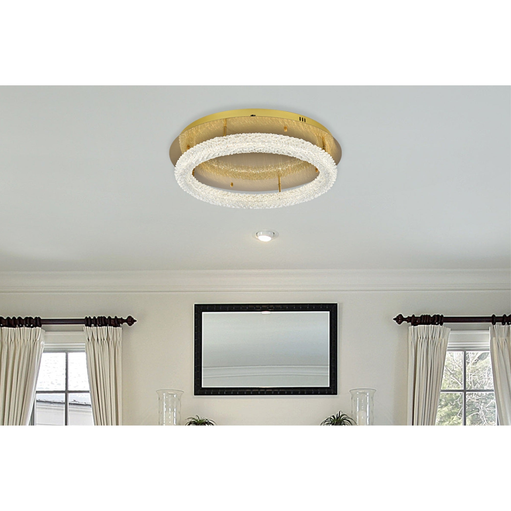 Elegant Lighting Bowen LED Flush Mount Light, 26 inch, Adjustable, Satin Gold Finish